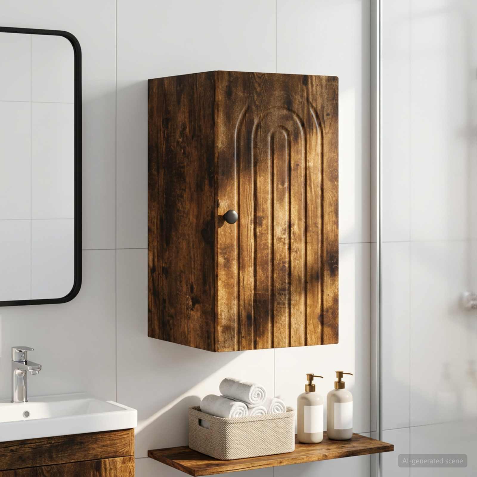 Badezimmer-Wandschrank ALKMAAR Raucheiche 30 x 31 x 59 cm