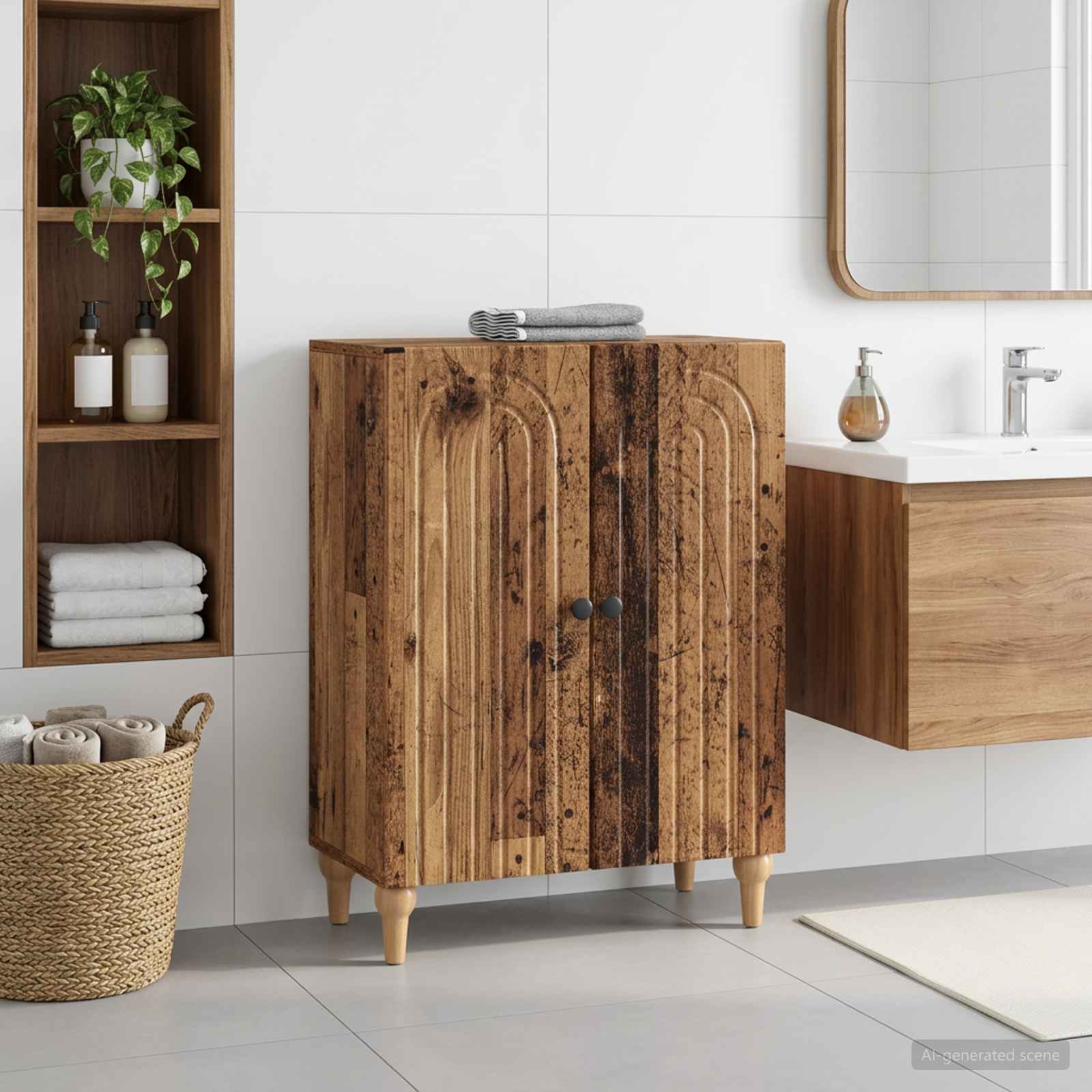Badezimmer Aufbewahrungsschrank ALKMAAR Altholz