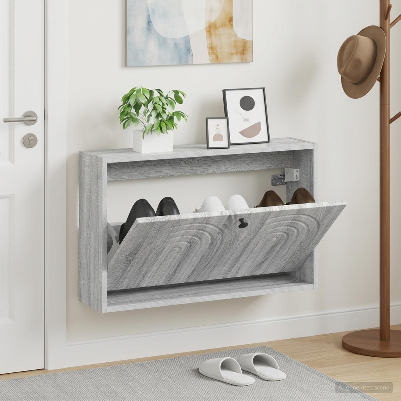 Wandmontierter Schuhschrank ALKMAAR 71 x 17 x 43 cm Sonoma-Grau