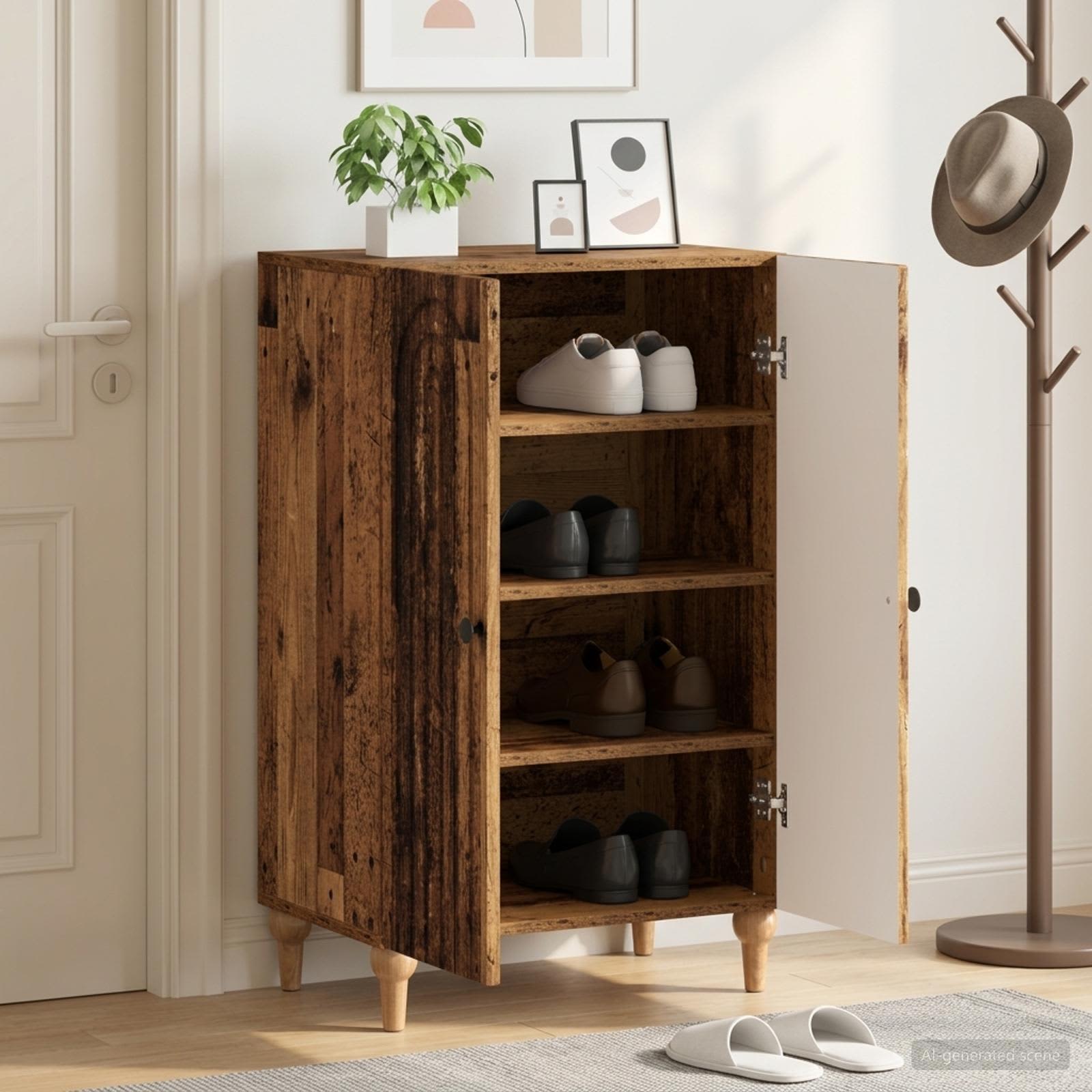 Schuhschrank ALKMAAR 59,5 x 39,5 x 90 cm Holzwerkstoff Altholz