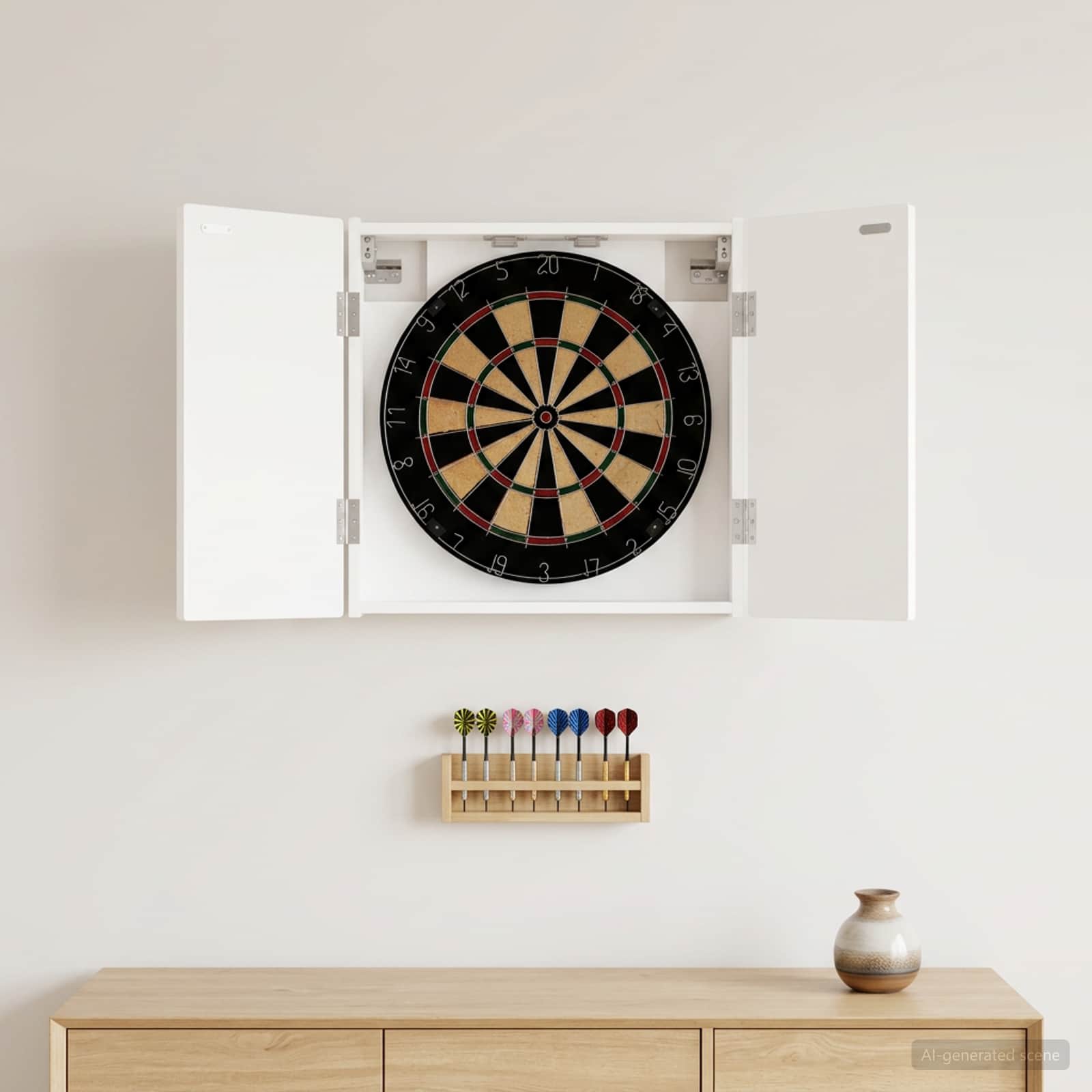 Dartboard Schrank ALKMAAR Weiß 52,5 x 10,5 x 53,5 cm