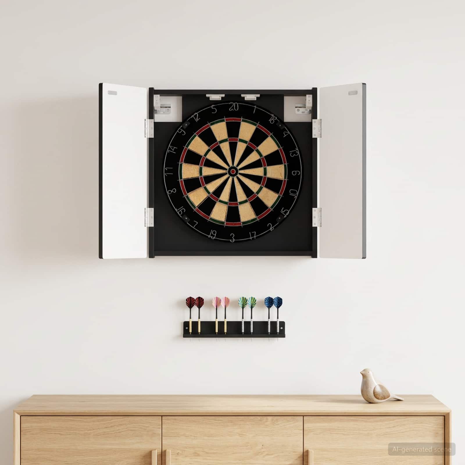 Dartboard Schrank ALKMAAR Schwarz 52,5 x 10,5 x 53,5 cm