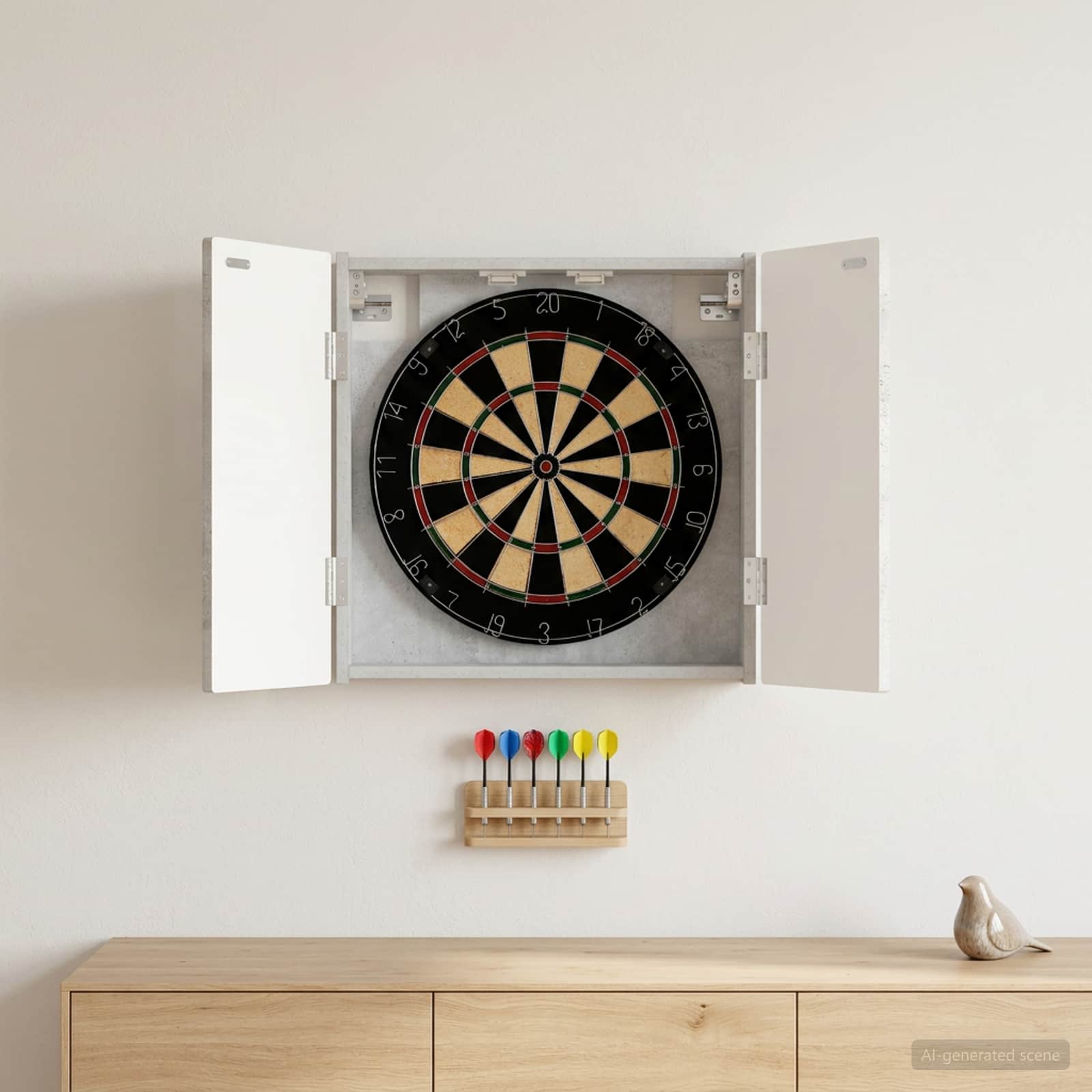 Dartboard Schrank ALKMAAR Betongrau 52,5 x 10,5 x 53,5 cm