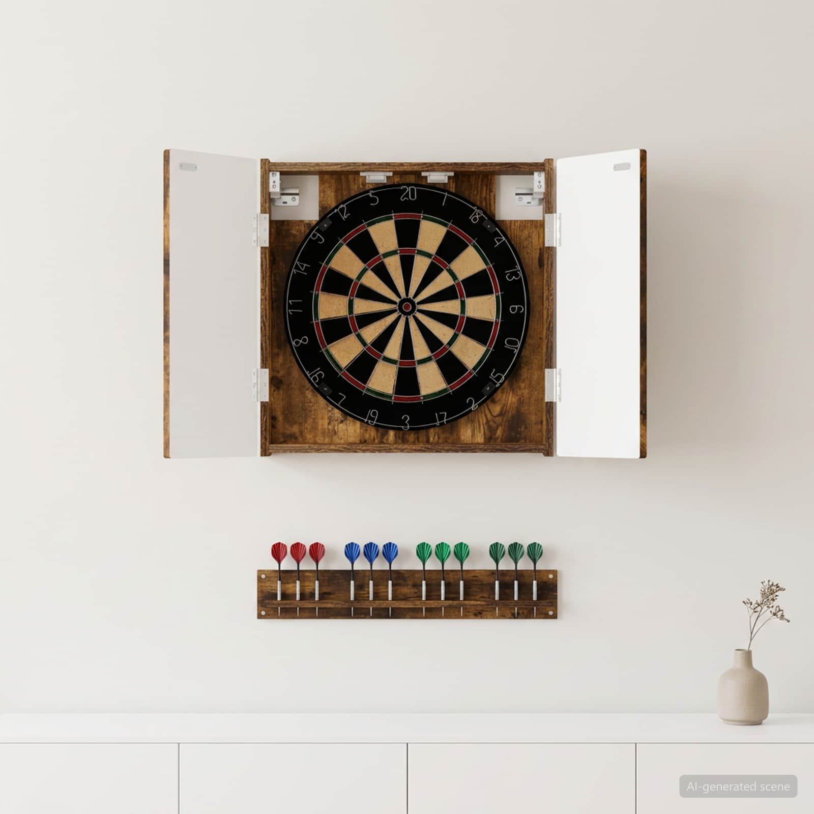 Dartboard Schrank DELFT Raucheiche 52,5 x 10,5 x 53,5 cm