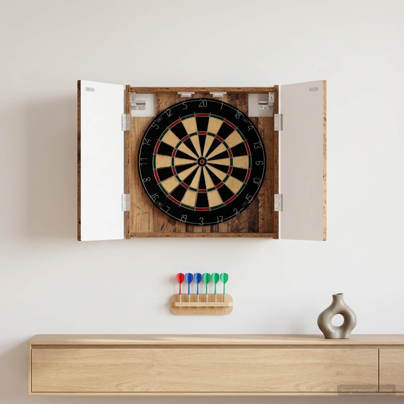 Dartboard Schrank ALKMAAR Altholz 52,5 x 10,5 x 53,5 cm