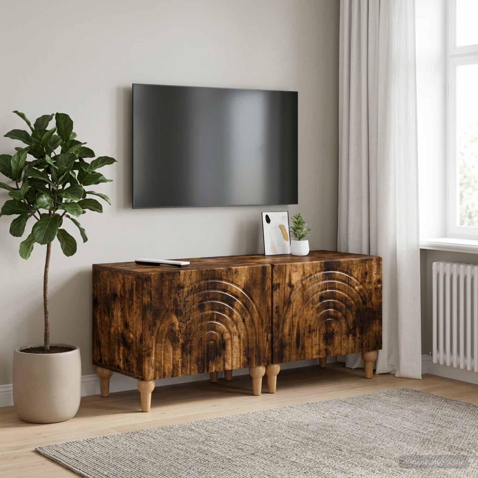 TV-Schrank Raucheiche Holzwerkstoff