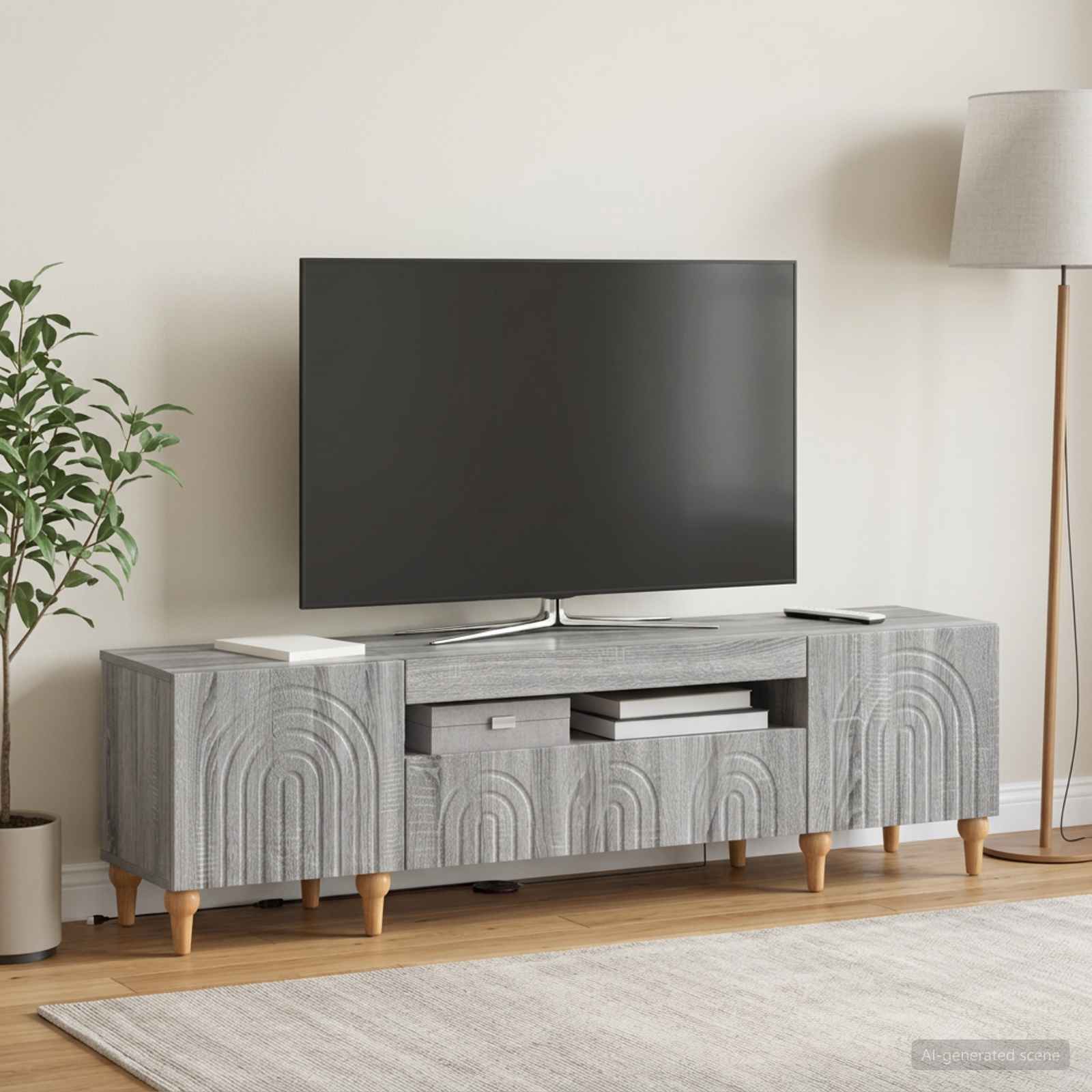 LED-TV-Schrank Sonoma-Grau Holzwerkstoff