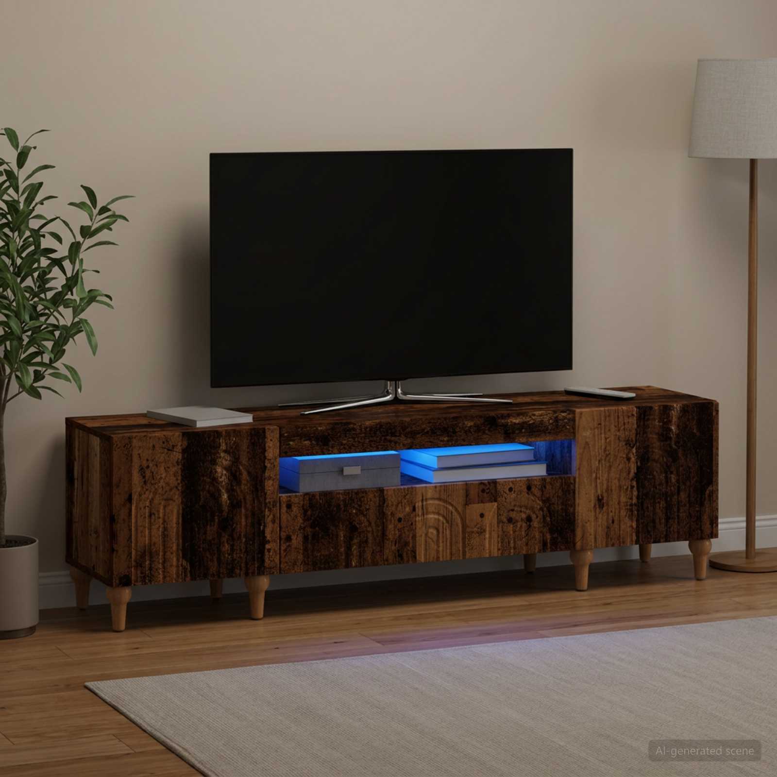 LED-TV-Schrank Altholz Holzwerkstoff