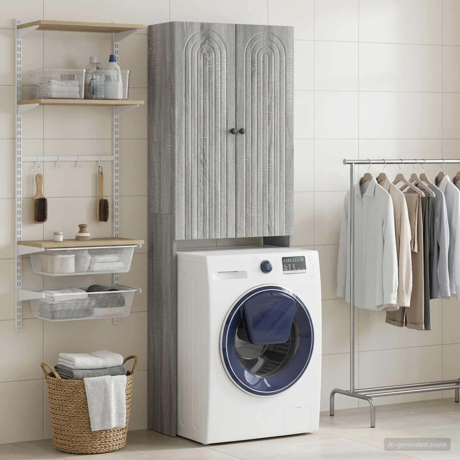 Toilettenschrank ALKMAAR Sonoma-Grau 66 x 25,5 x 190 cm