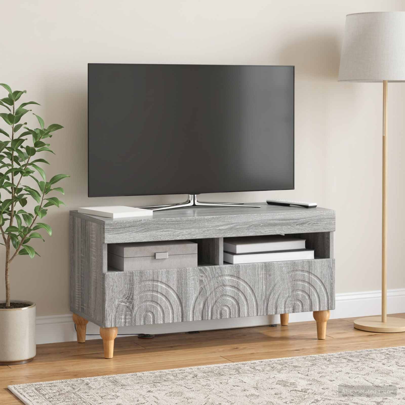 LED-TV-Schrank Sonoma-Grau Holzwerkstoff
