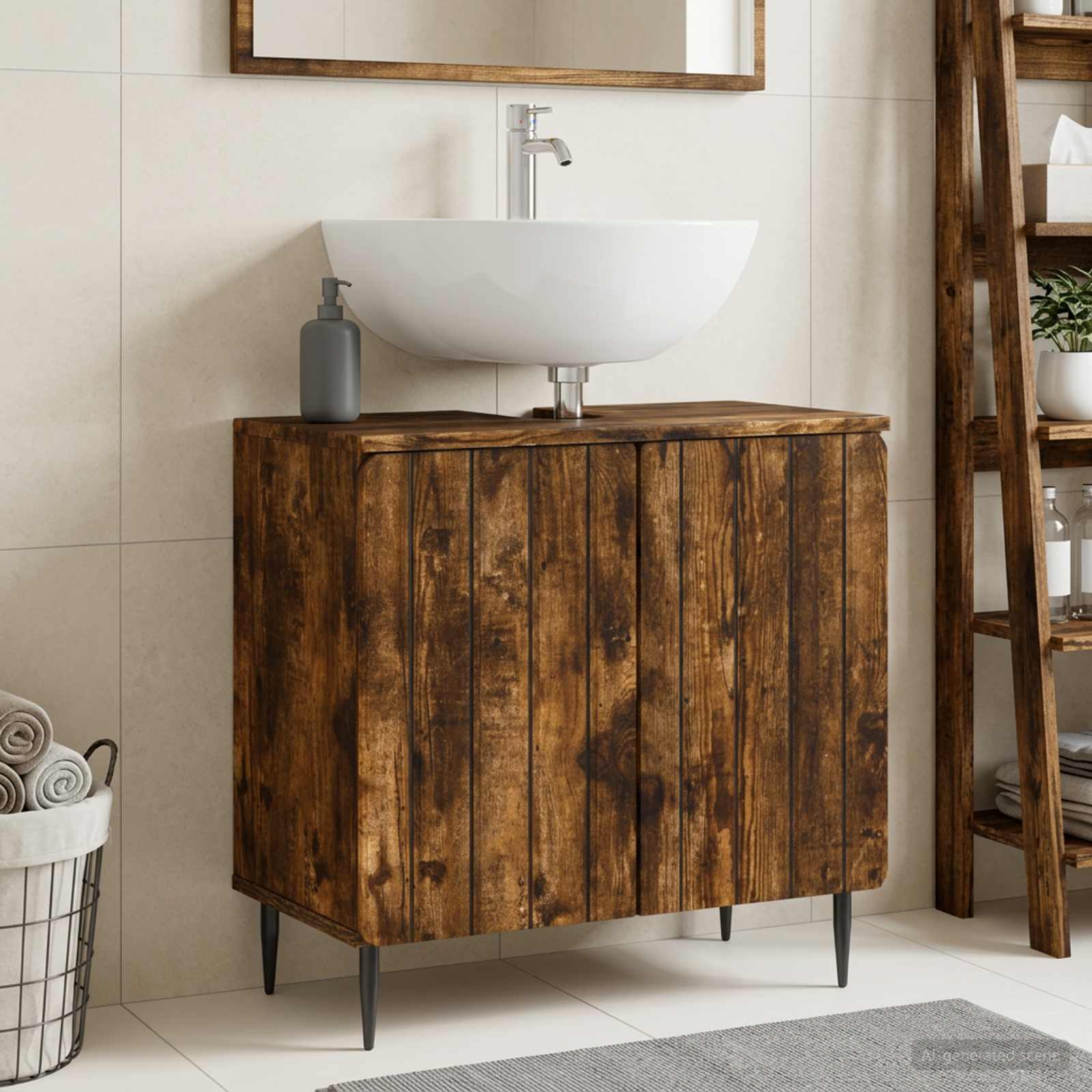 Waschbeckenschrank ZWOLLE Raucheiche 59,5 x 31,5 x 59 cm