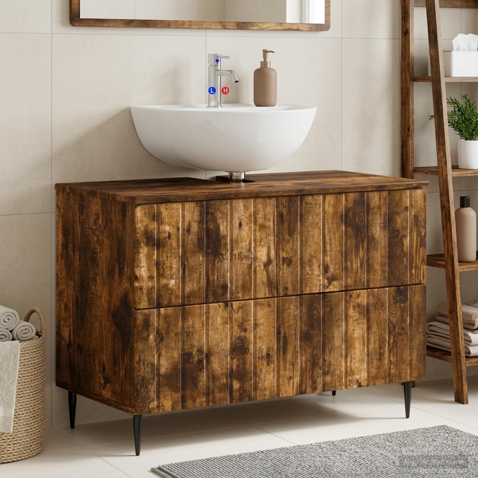 Waschbeckenschrank ZWOLLE Raucheiche 82 x 41 x 58,5 cm