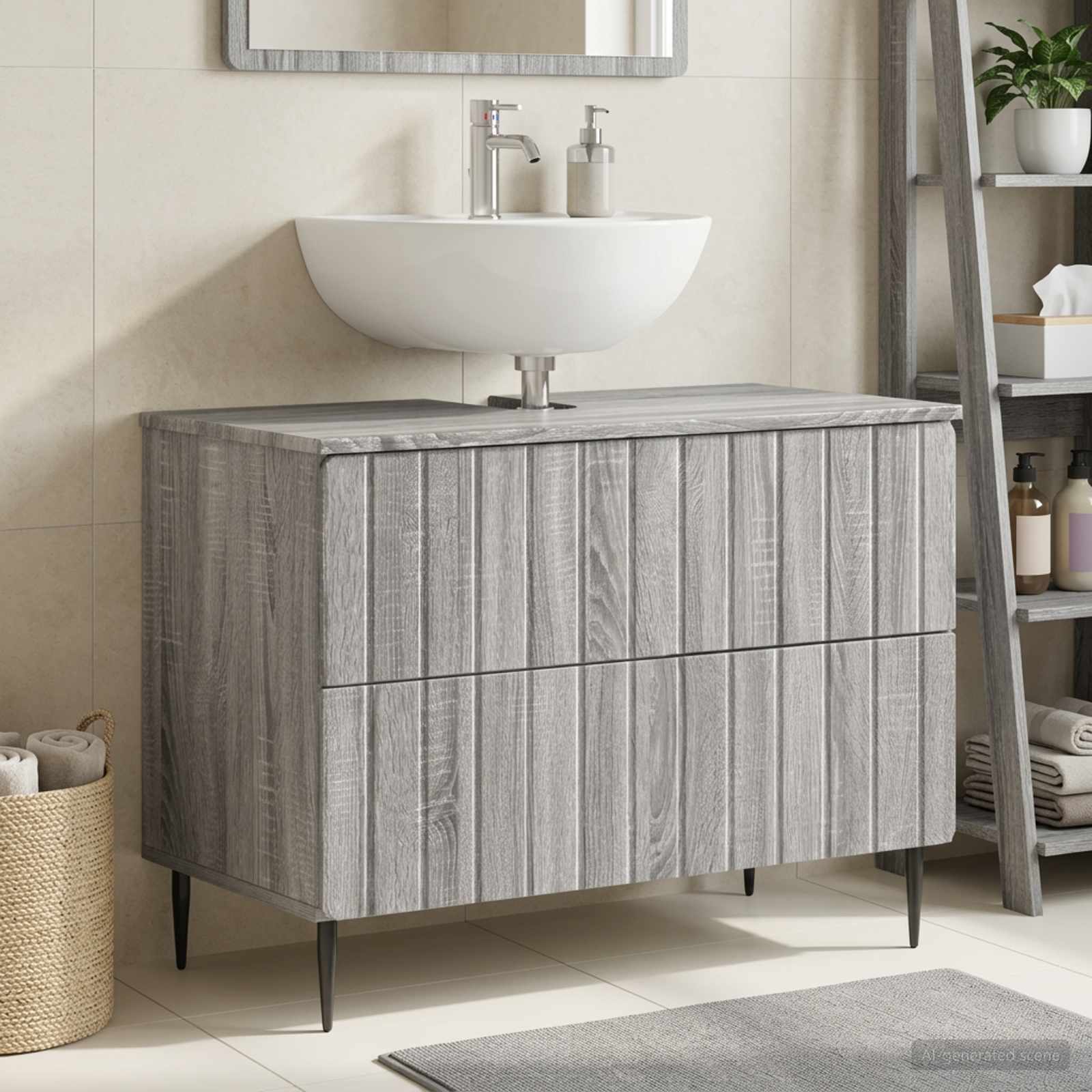 Waschbeckenschrank ZWOLLE Sonoma-Grau 82 x 41 x 58,5 cm