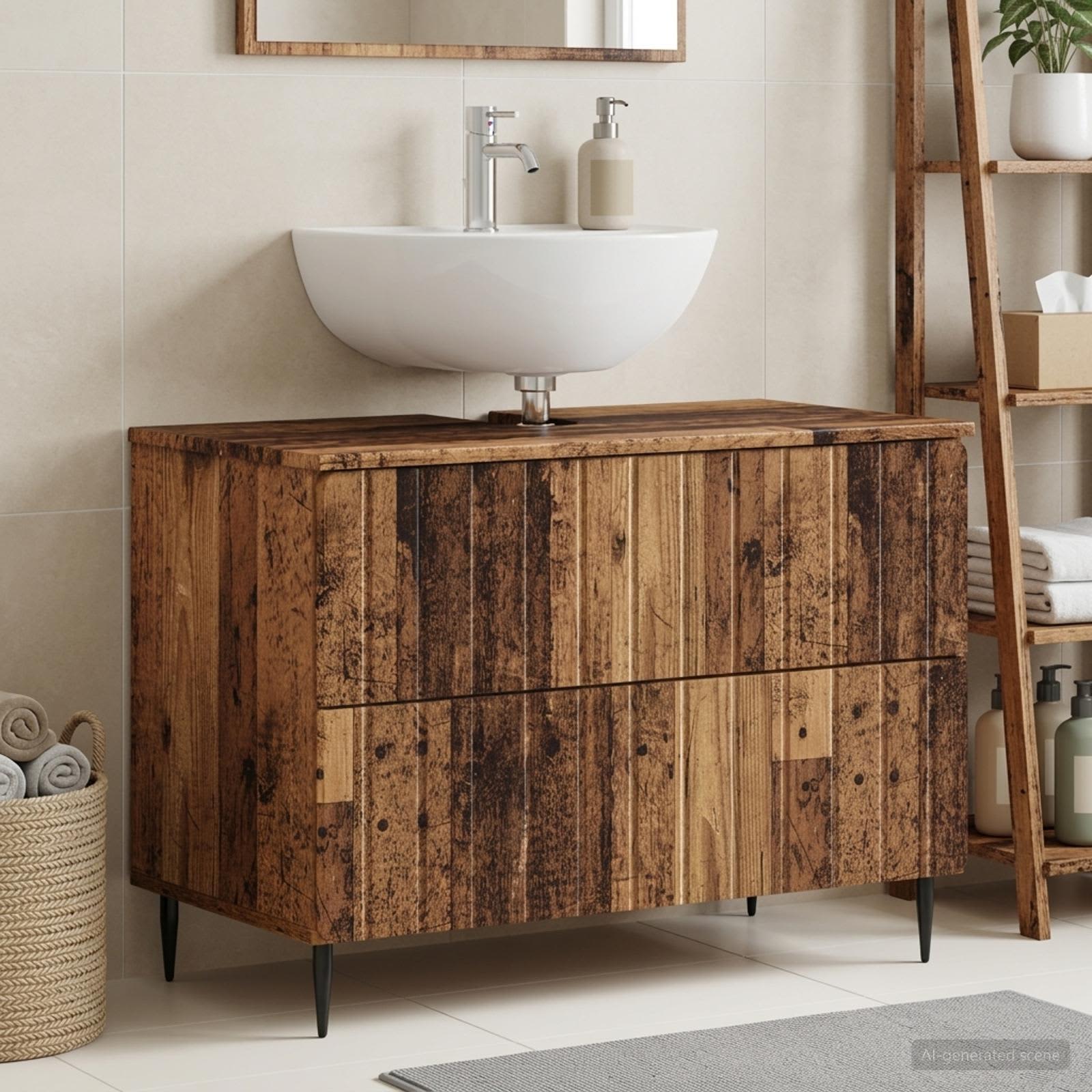 Waschbeckenschrank ZWOLLE Altholz 82 x 41 x 58,5 cm