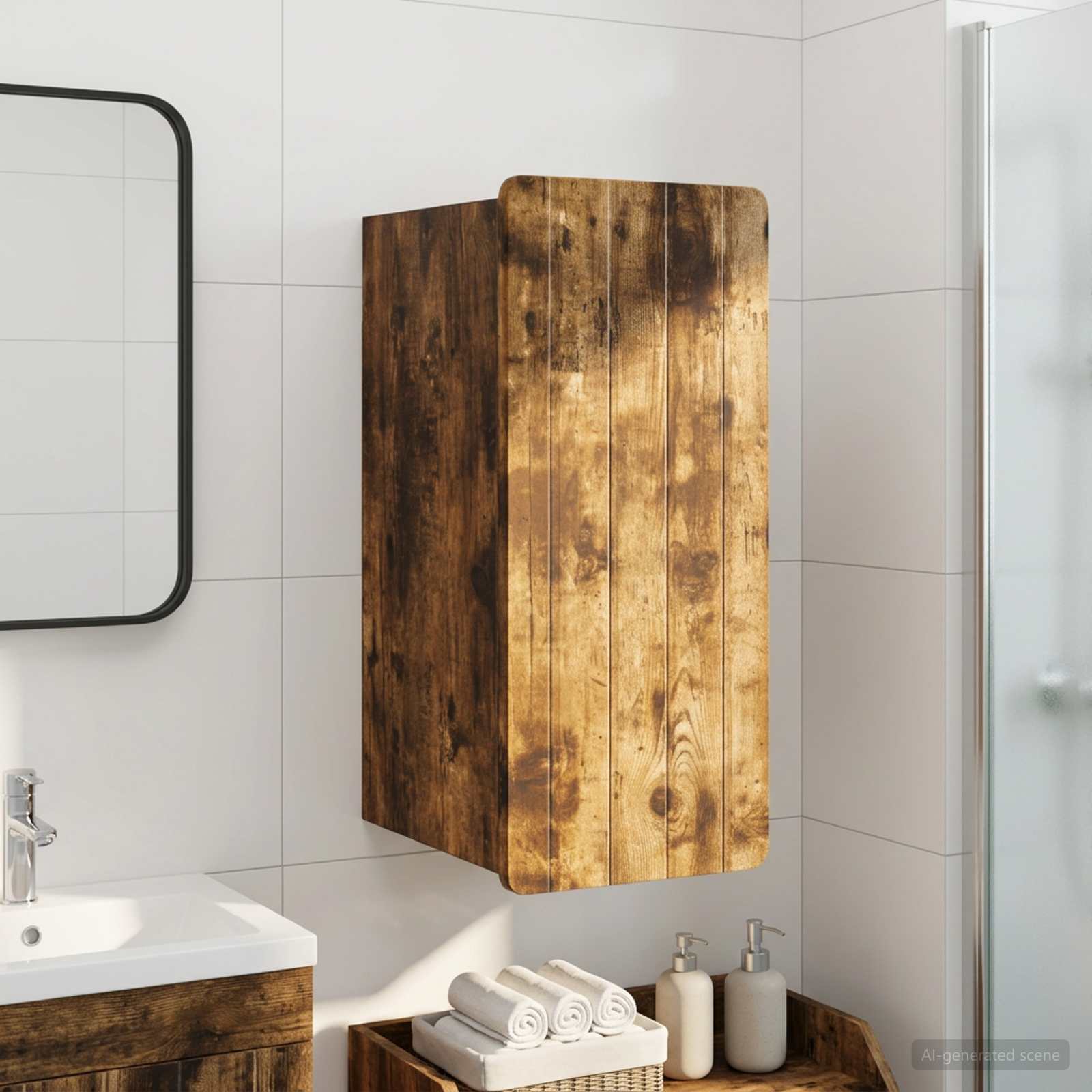 Badezimmer-Wandschrank ZWOLLE Raucheiche 30 x 31 x 63 cm
