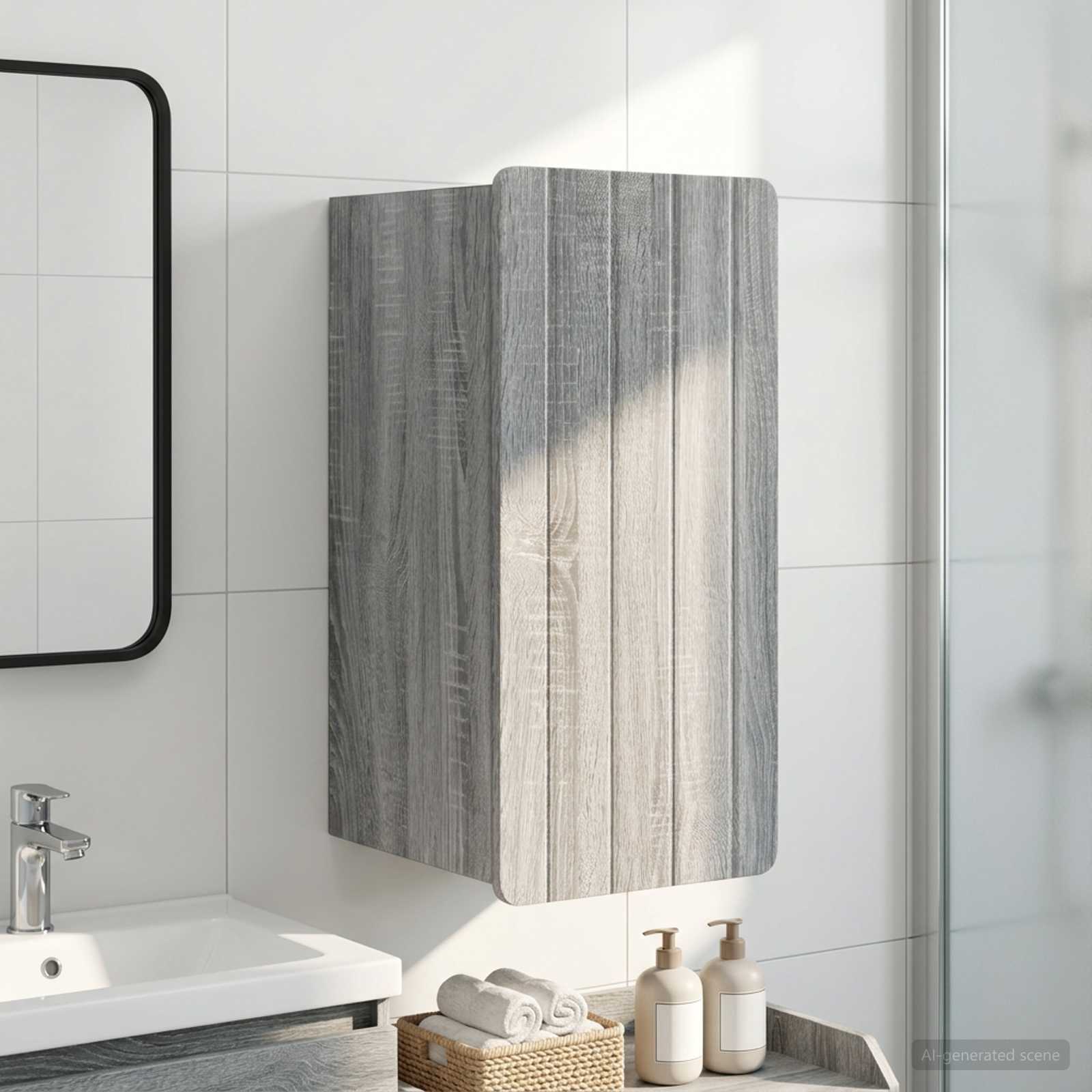 Badezimmer-Wandschrank ZWOLLE Sonoma-Grau 30 x 31 x 63 cm