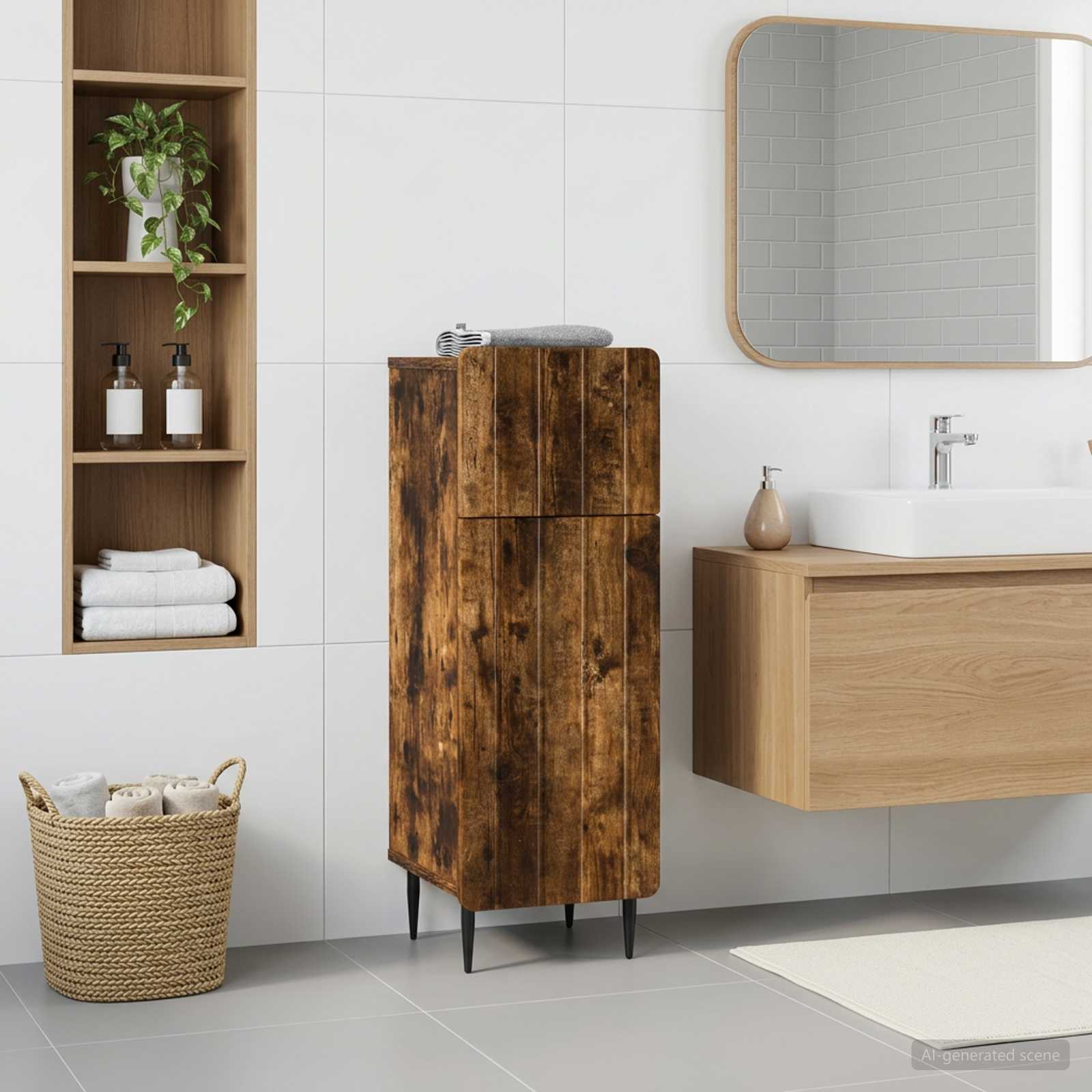 Badezimmer Aufbewahrungsschrank ZWOLLE Raucheiche