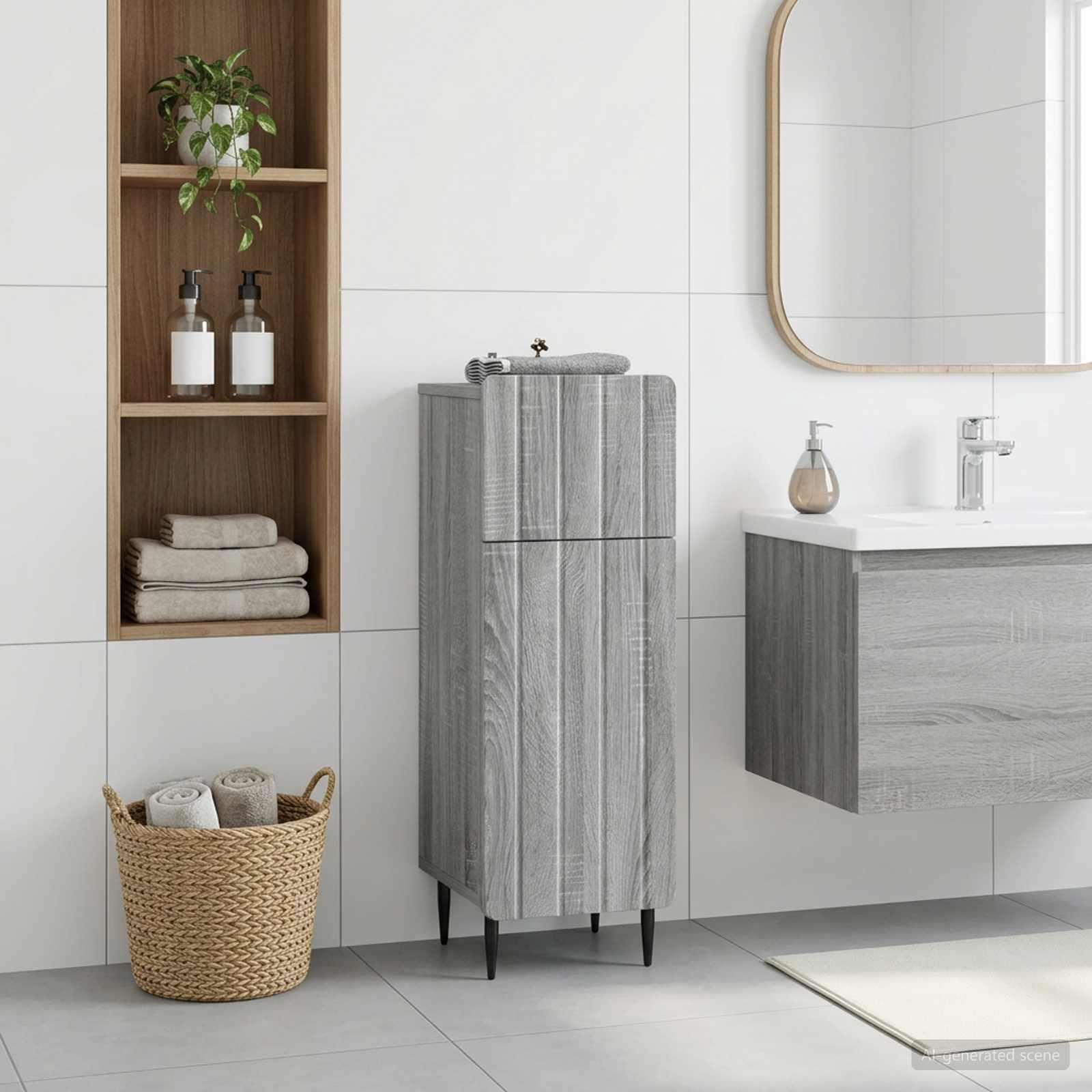 Badezimmer Aufbewahrungsschrank ZWOLLE Sonoma-Grau