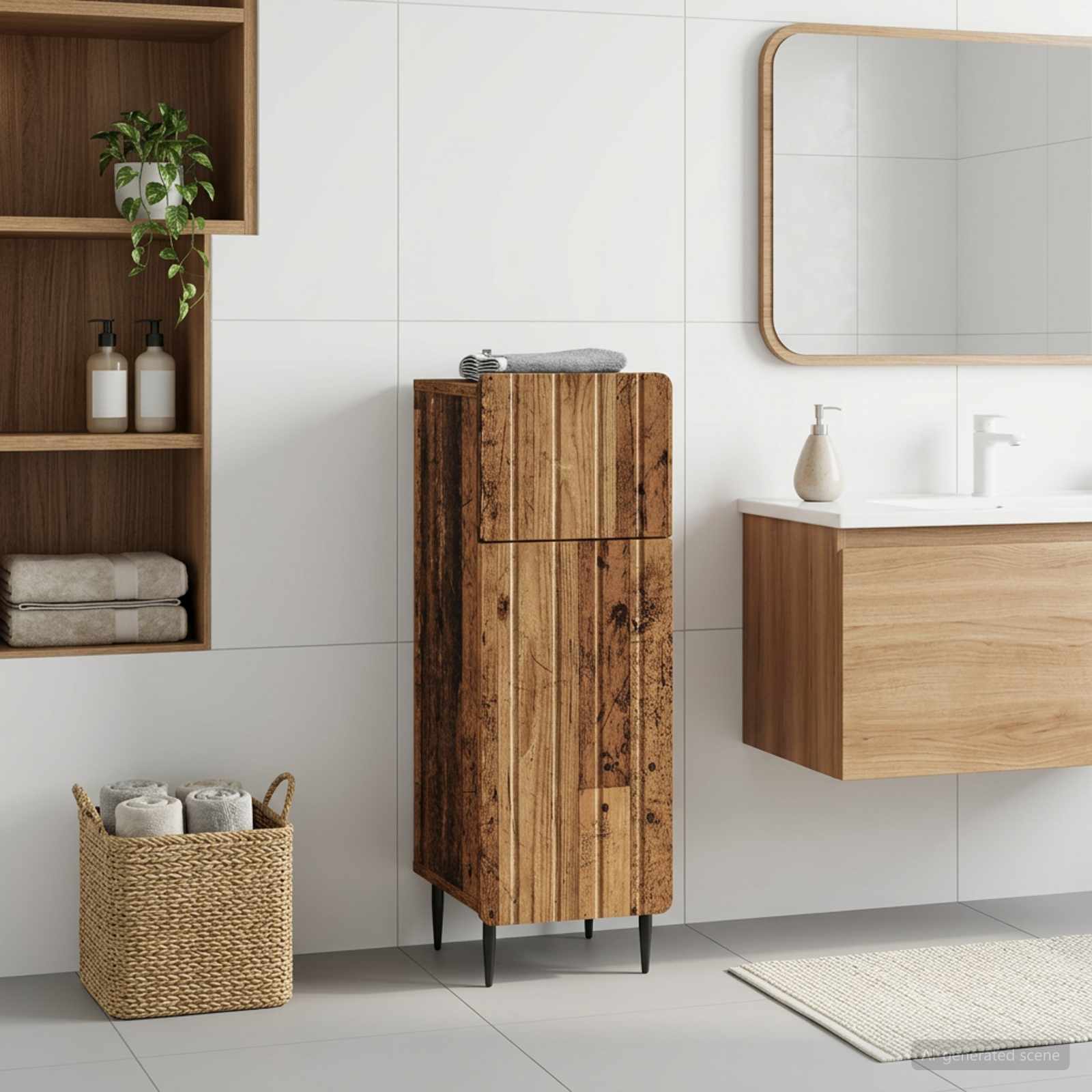 Badezimmer Aufbewahrungsschrank ZWOLLE Altholz
