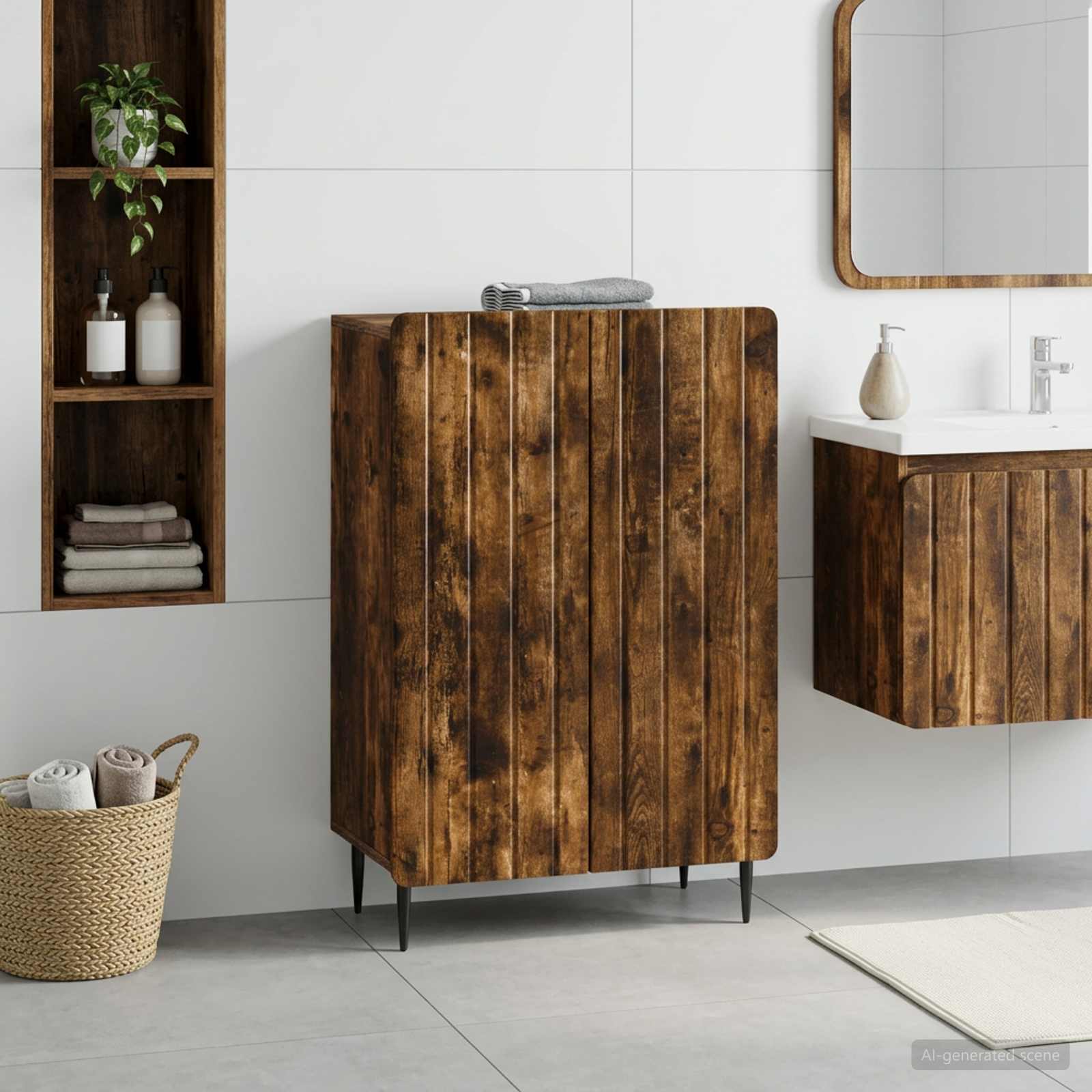 Badezimmer Aufbewahrungsschrank ZWOLLE Raucheiche