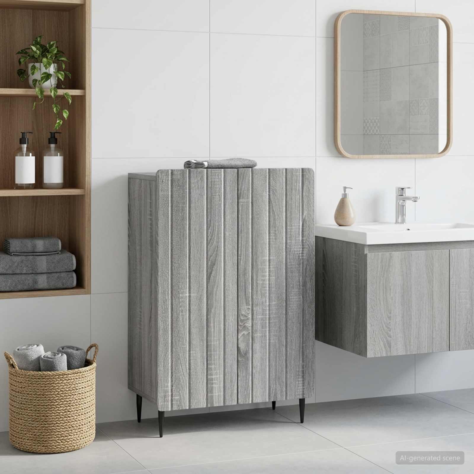 Badezimmer Aufbewahrungsschrank ZWOLLE Sonoma-Grau