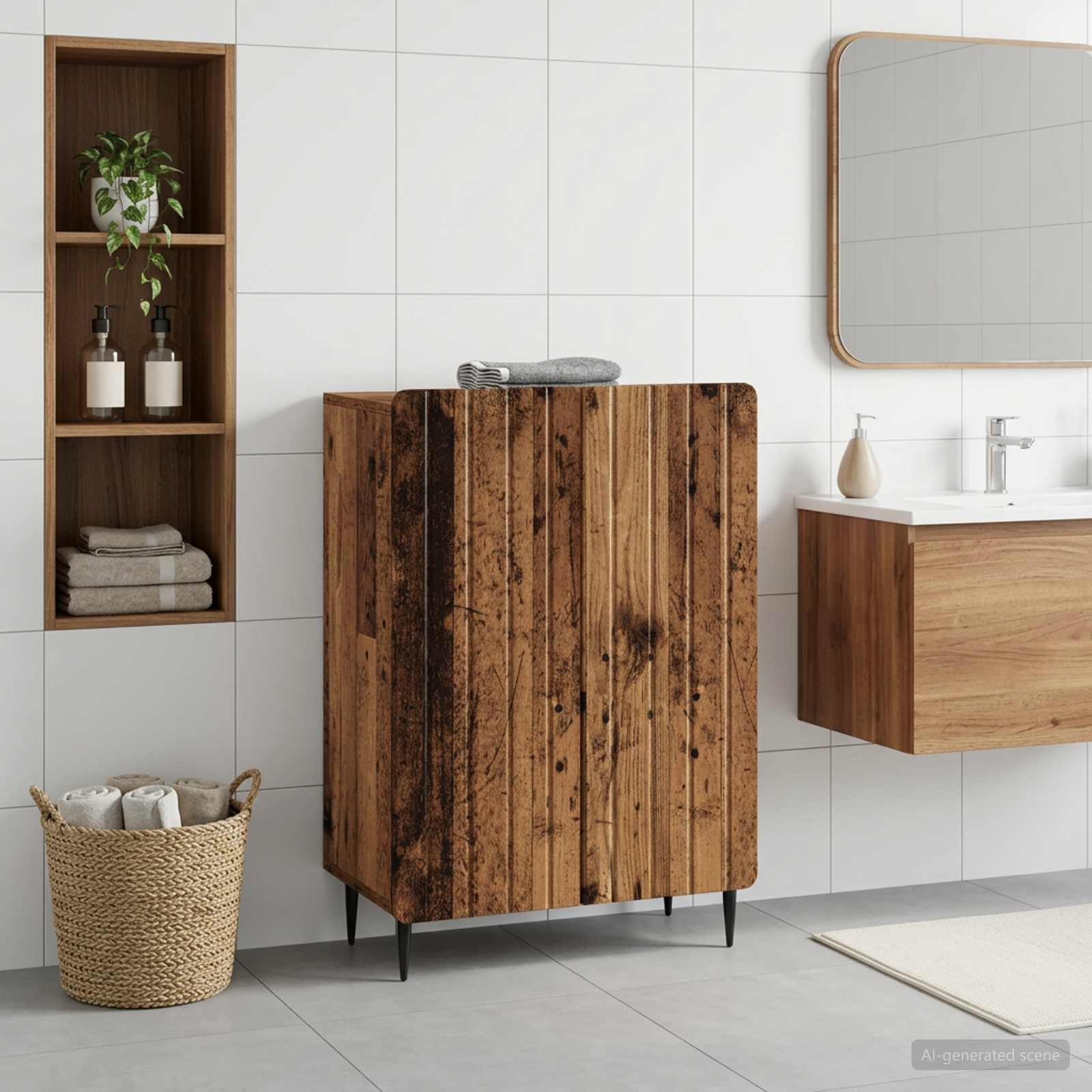 Badezimmer Aufbewahrungsschrank ZWOLLE Altholz