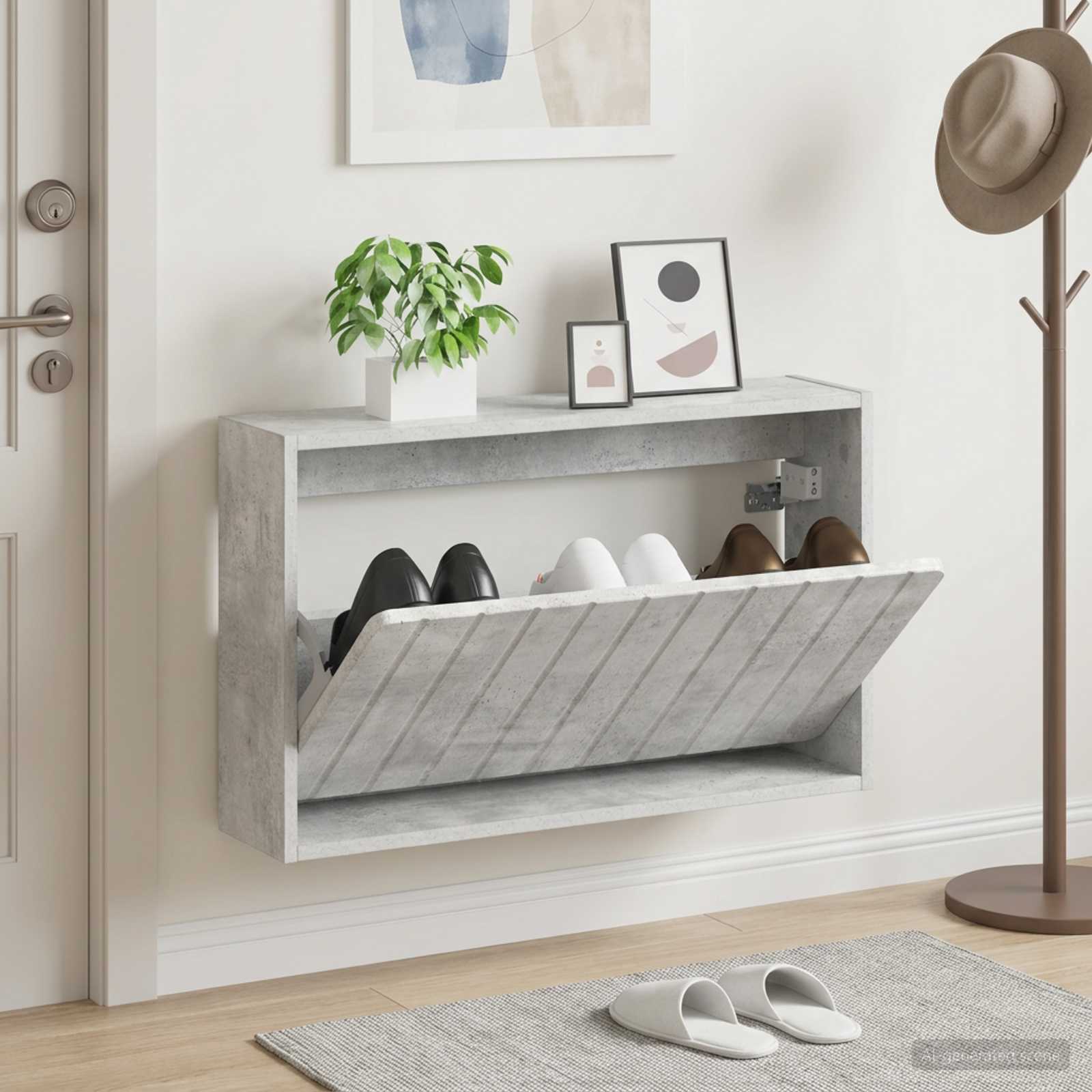 Wandmontierter Schuhschrank ZWOLLE 71 x 17 x 43 cm Betongrau