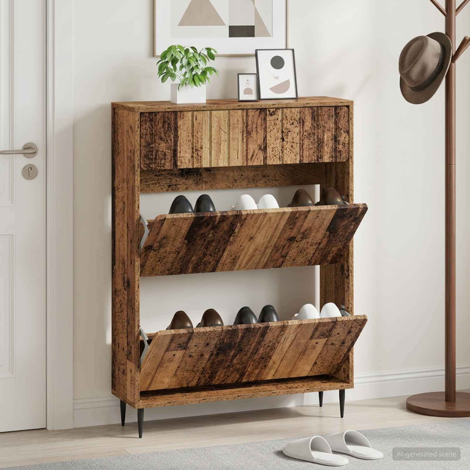 Schuhschrank ZWOLLE 78 x 24 x 103 cm Holzwerkstoff Altholz