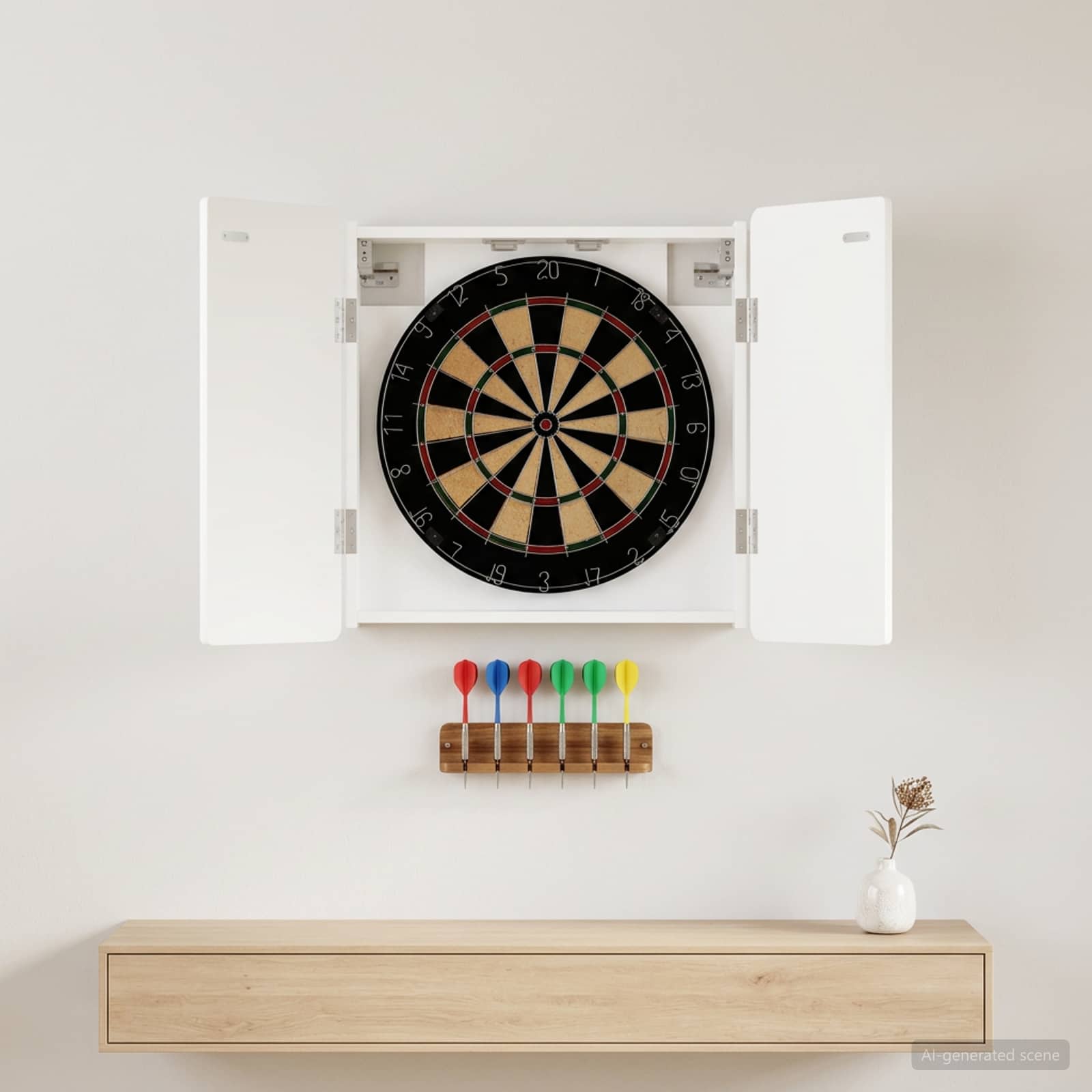 Dartboard Schrank ZWOLLE Weiß 52,5 x 10,5 x 57,5 cm