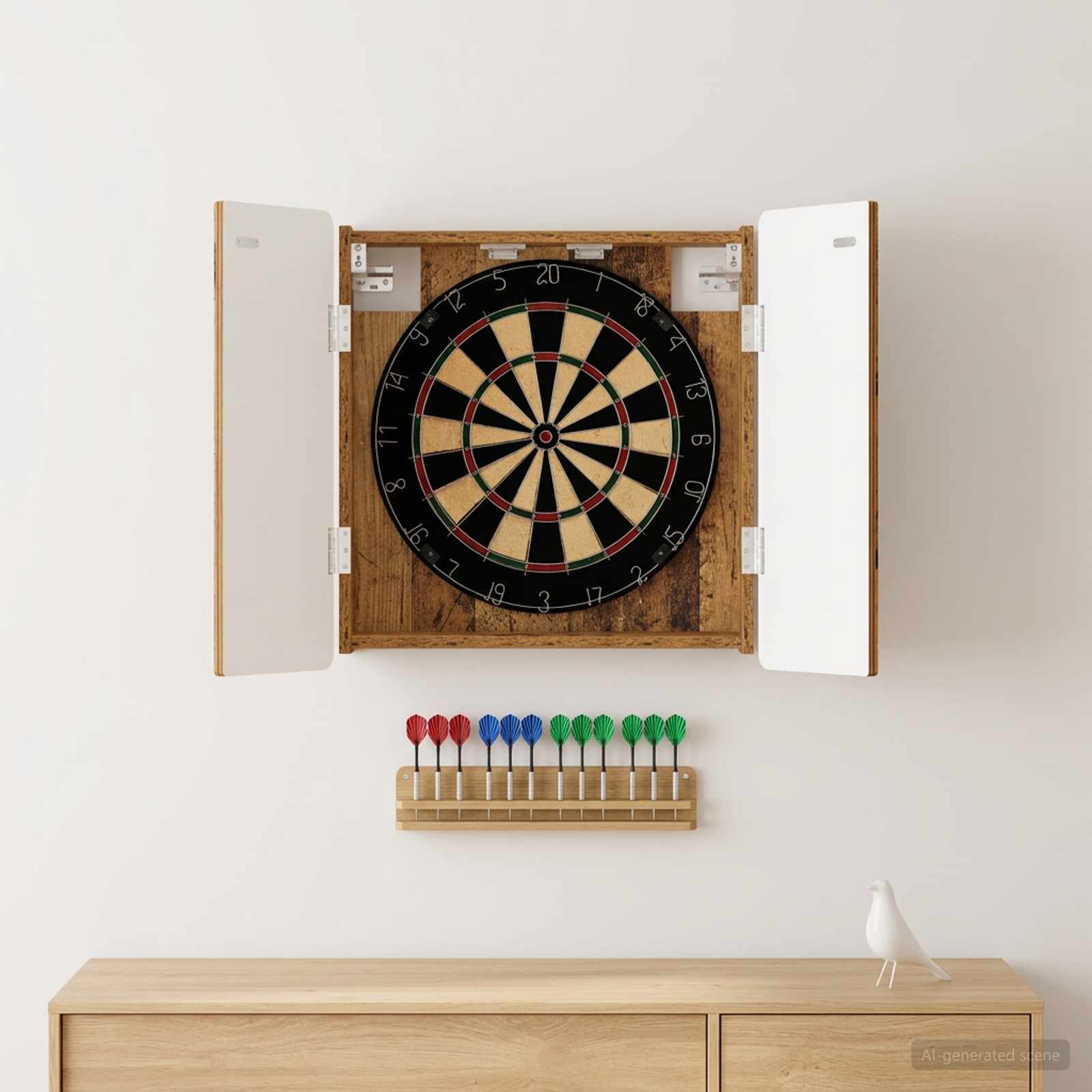 Dartboard Schrank ZWOLLE Altholz 52,5 x 10,5 x 57,5 cm