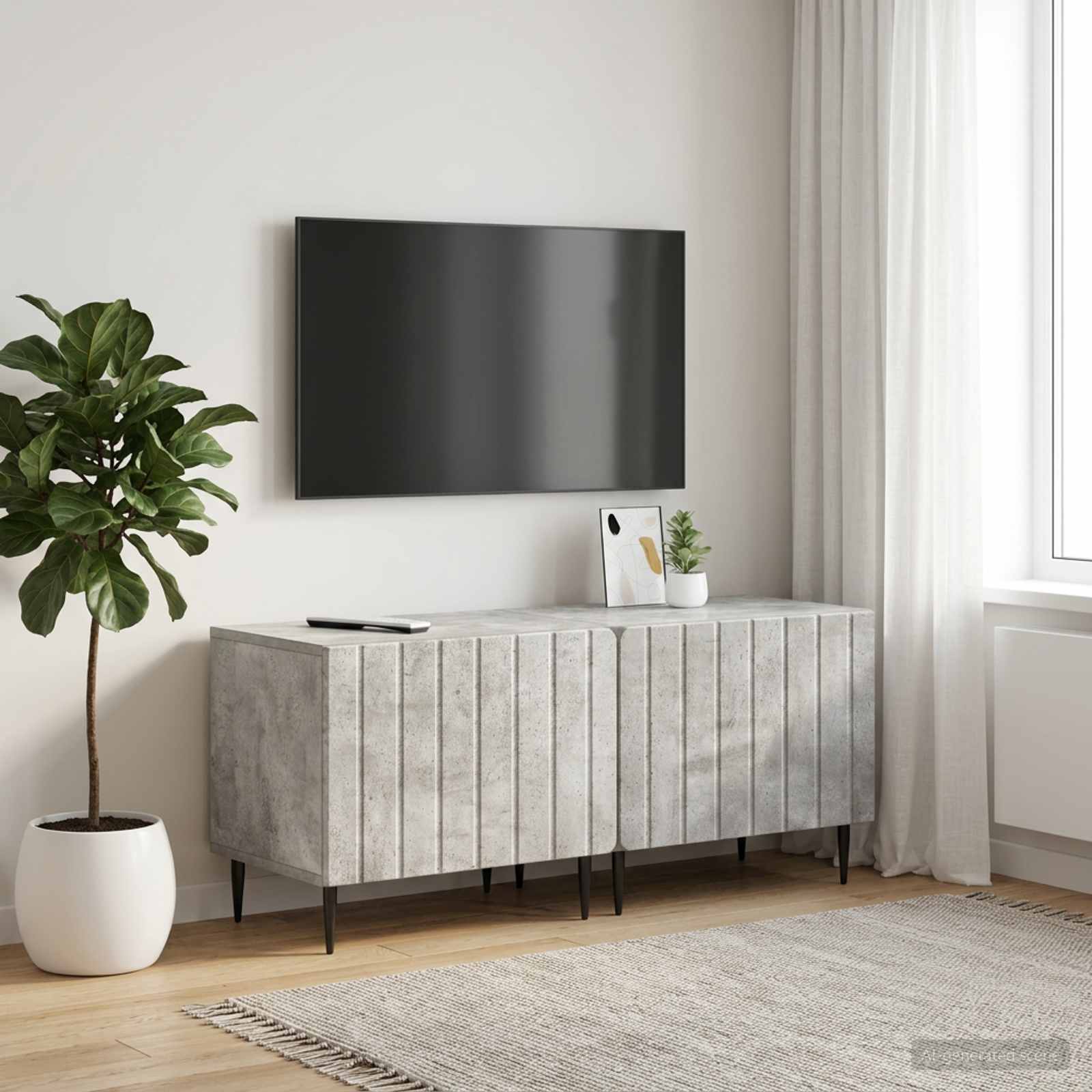 TV-Schrank Betongrau Holzwerkstoff
