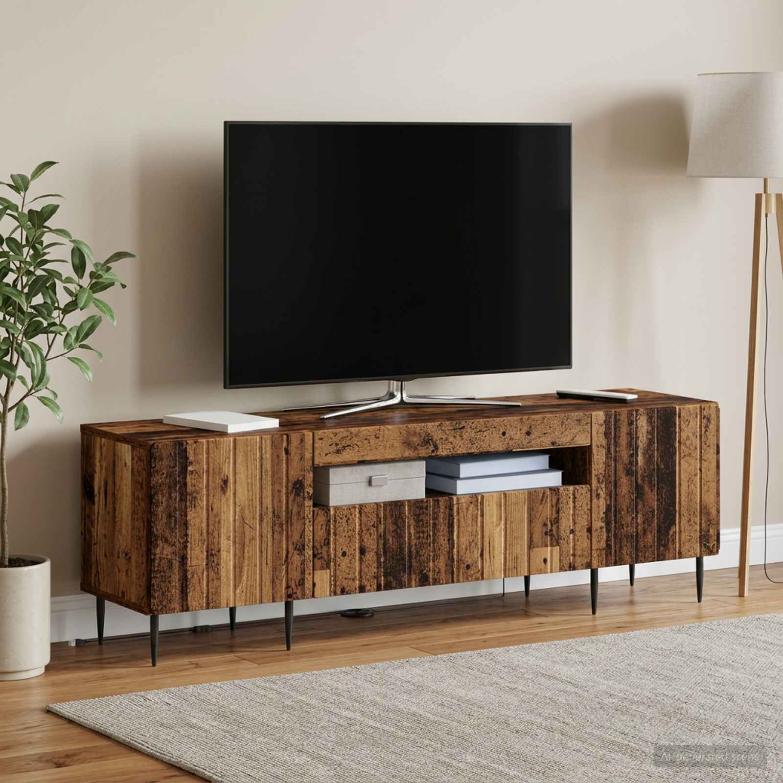 LED-TV-Schrank Altholz Holzwerkstoff