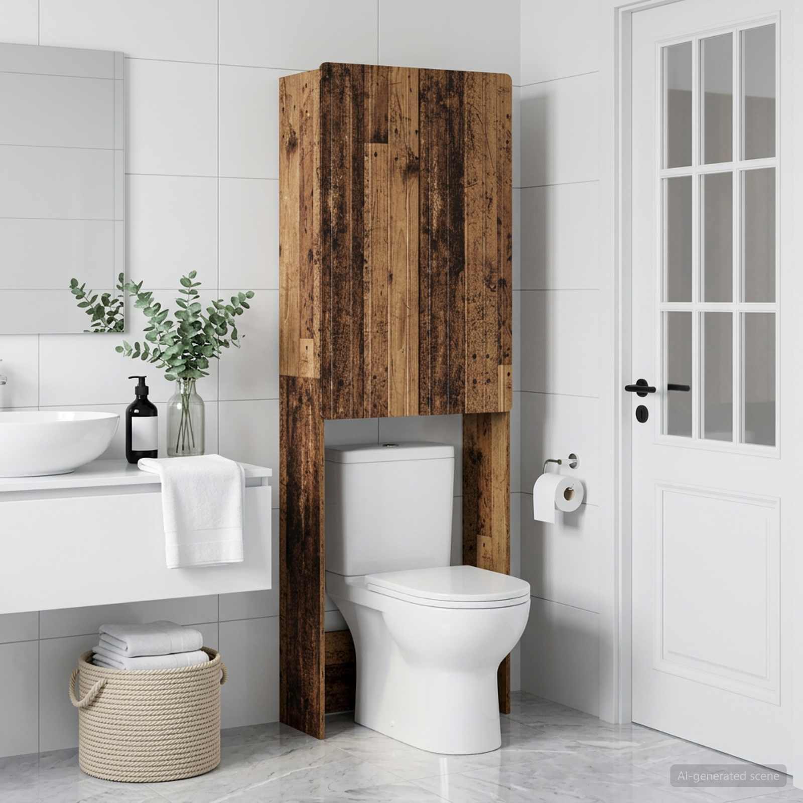 Toilettenschrank ZWOLLE Altholz 66 x 25,5 x 190 cm