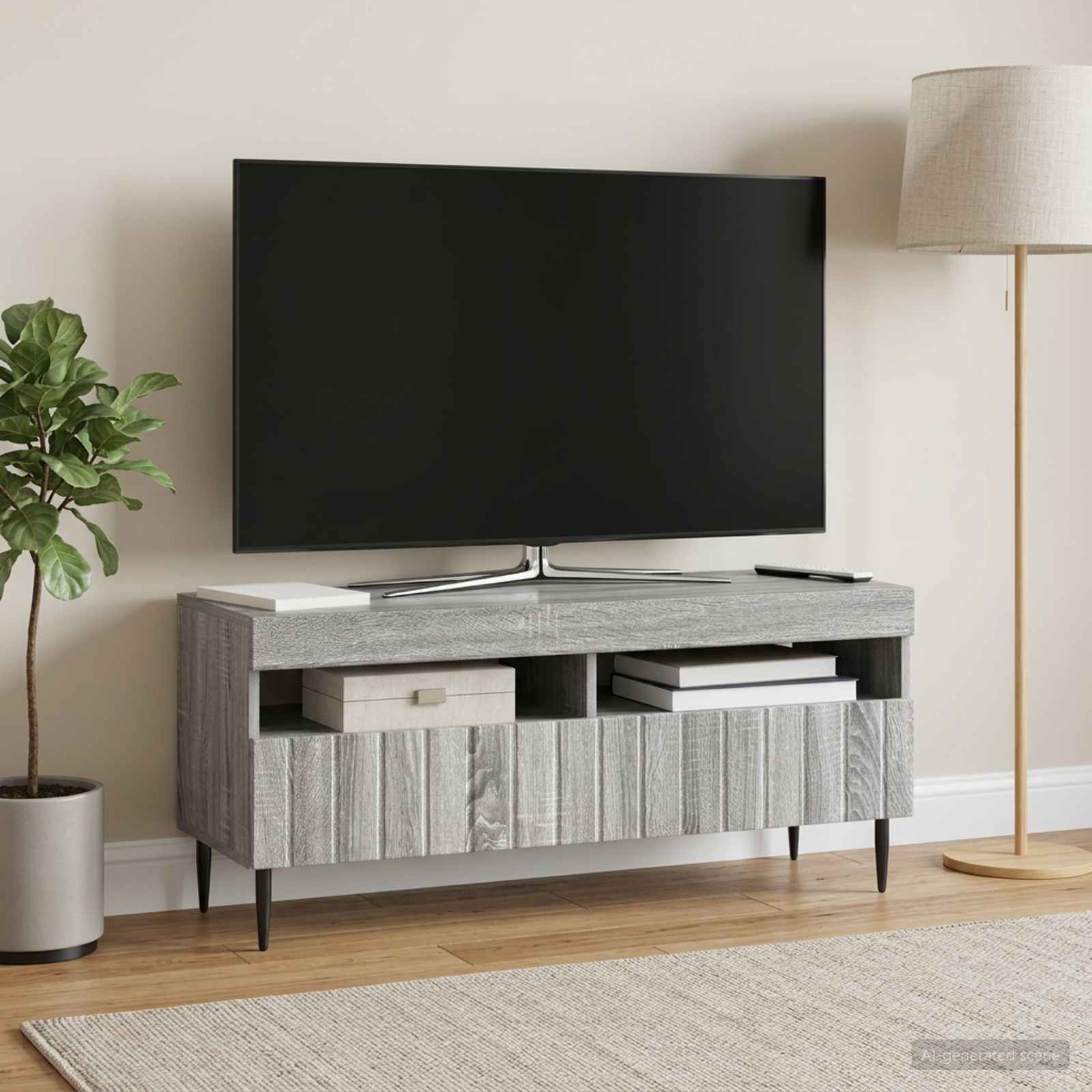 LED-TV-Schrank Sonoma-Grau Holzwerkstoff