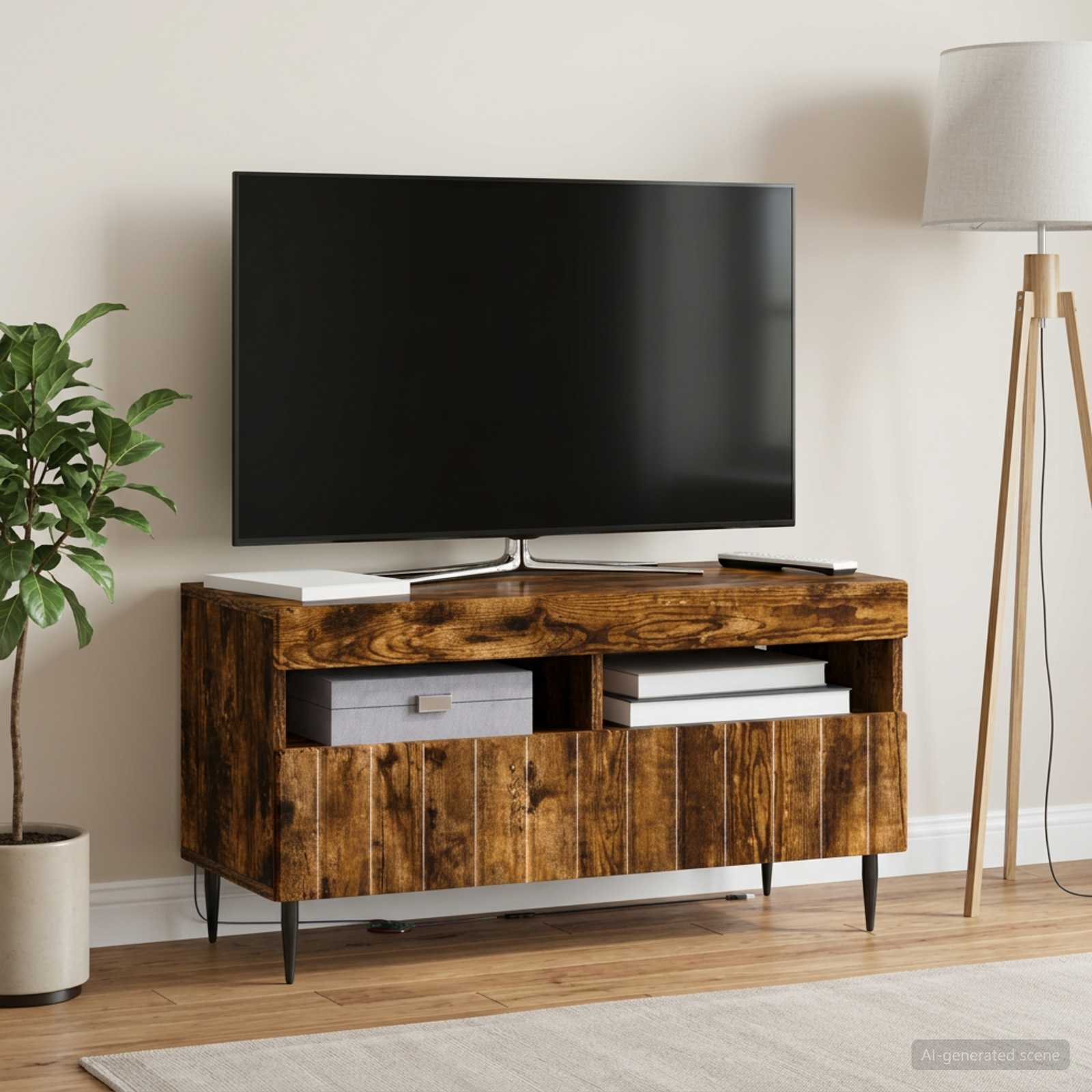 LED-TV-Schrank Raucheiche Holzwerkstoff