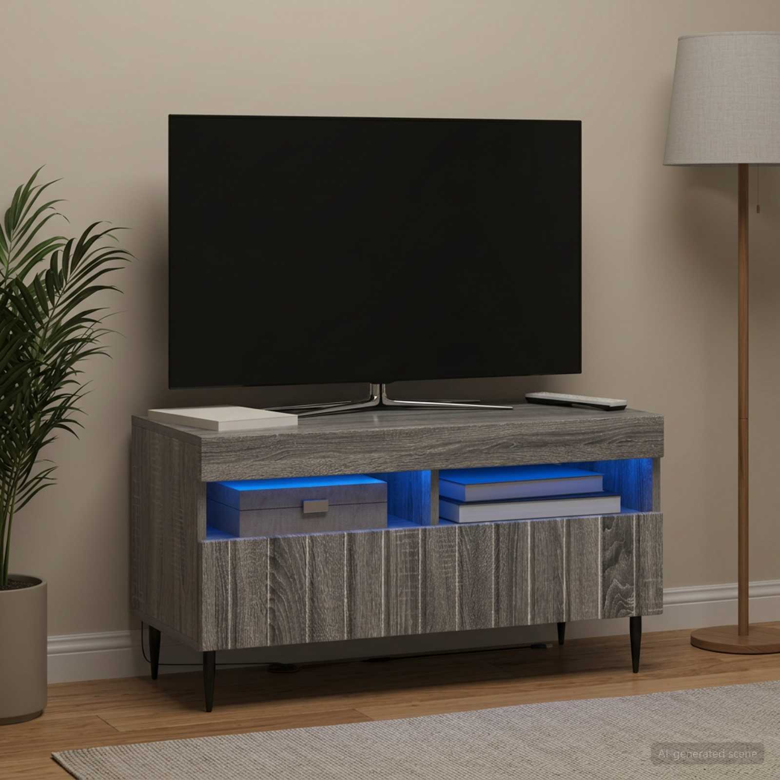 LED-TV-Schrank Sonoma-Grau Holzwerkstoff