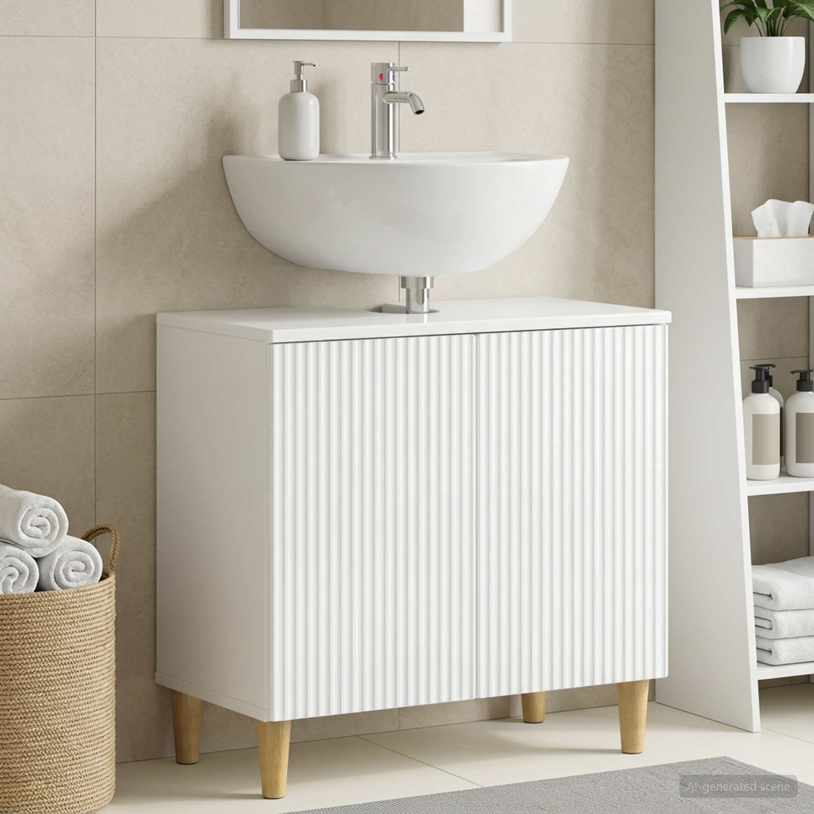 Waschbeckenschrank ARNHEM Hochglanz Weiß 59,5 x 31,5 x 59 cm