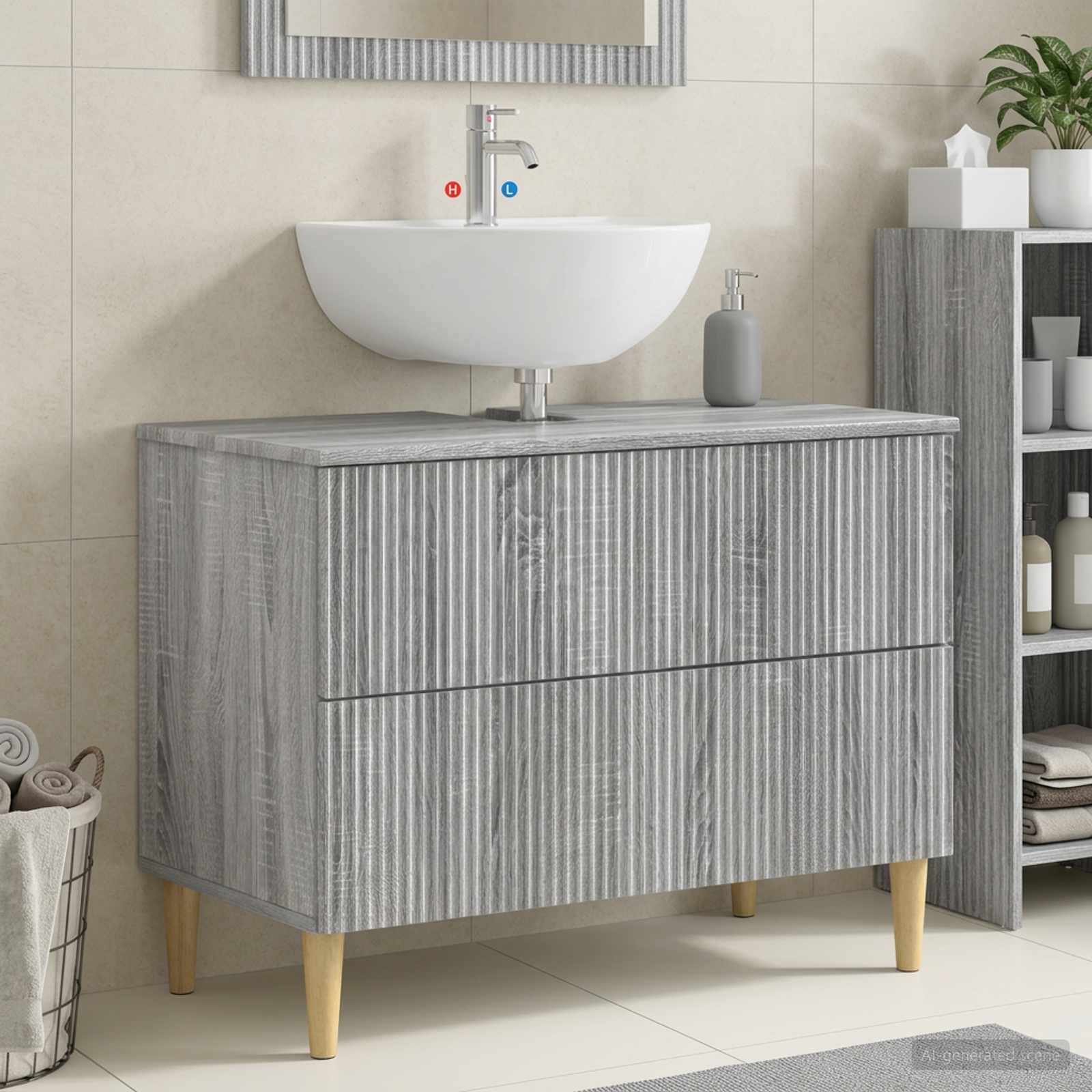 Waschbeckenschrank ARNHEM Sonoma-Grau 82 x 41 x 59 cm