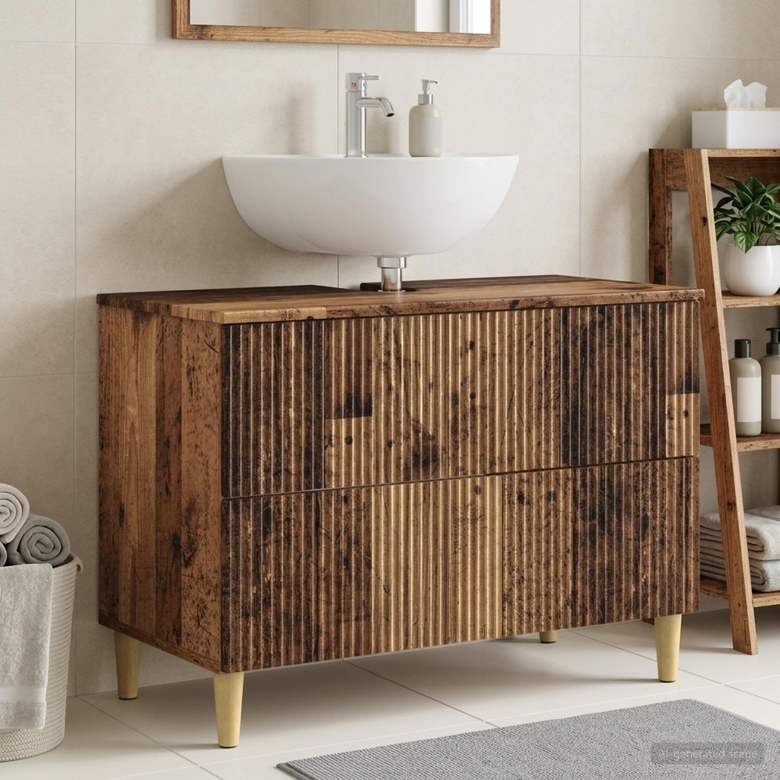 Waschbeckenschrank ARNHEM Altholz 82 x 41 x 59 cm Holzwerkstoff