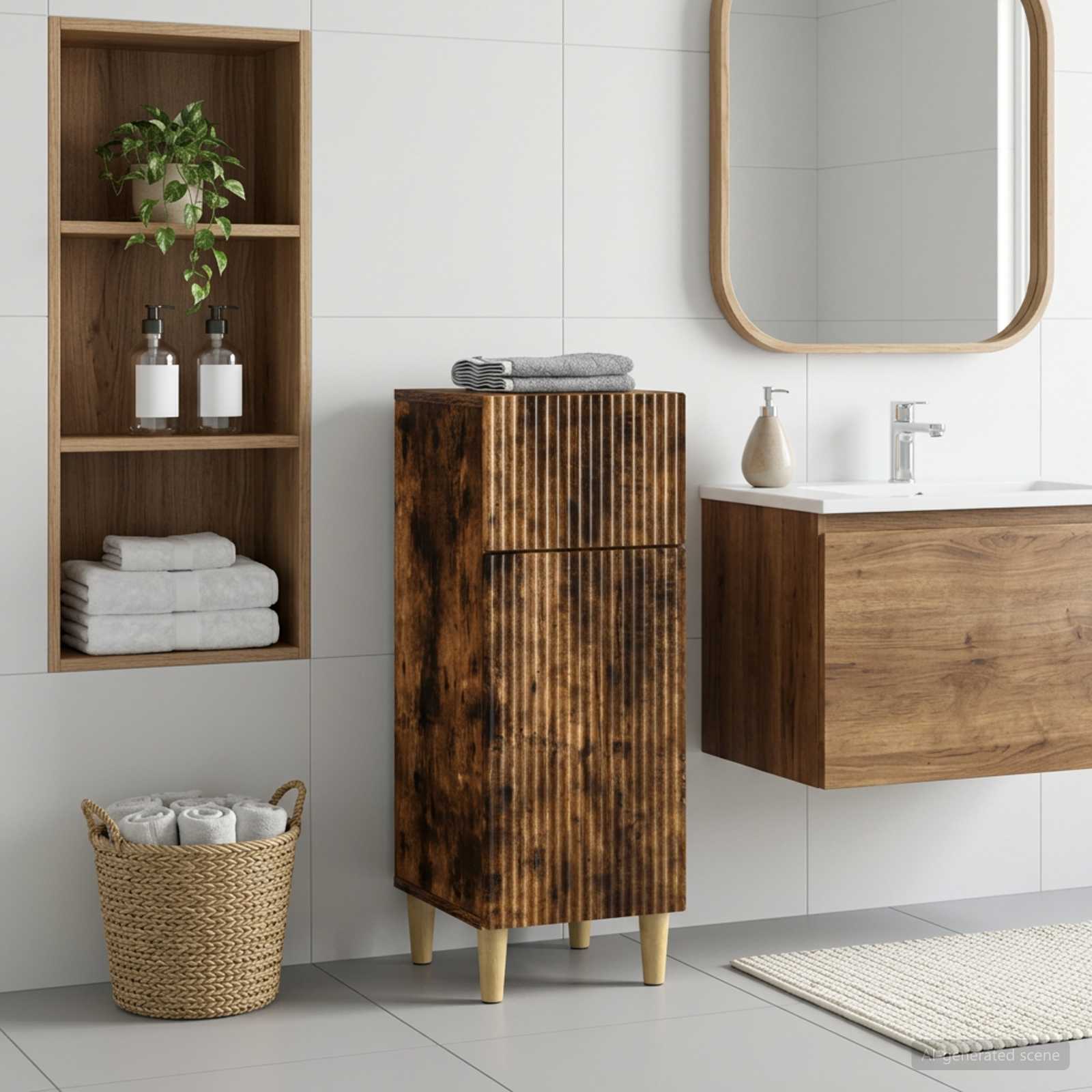 Badezimmer Aufbewahrungsschrank ARNHEM Raucheiche