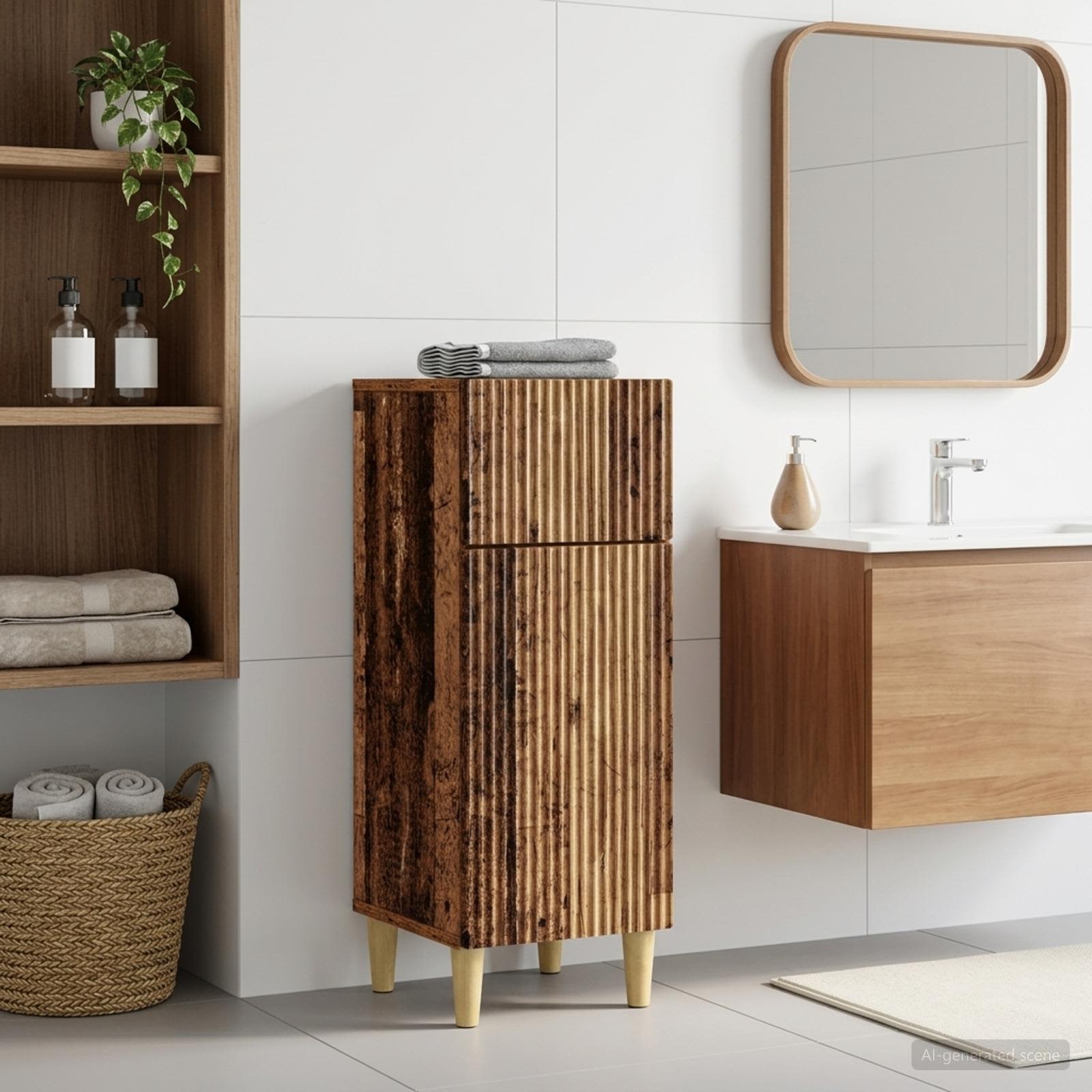 Badezimmer Aufbewahrungsschrank ARNHEM Altholz 30 x 31 x 80 cm