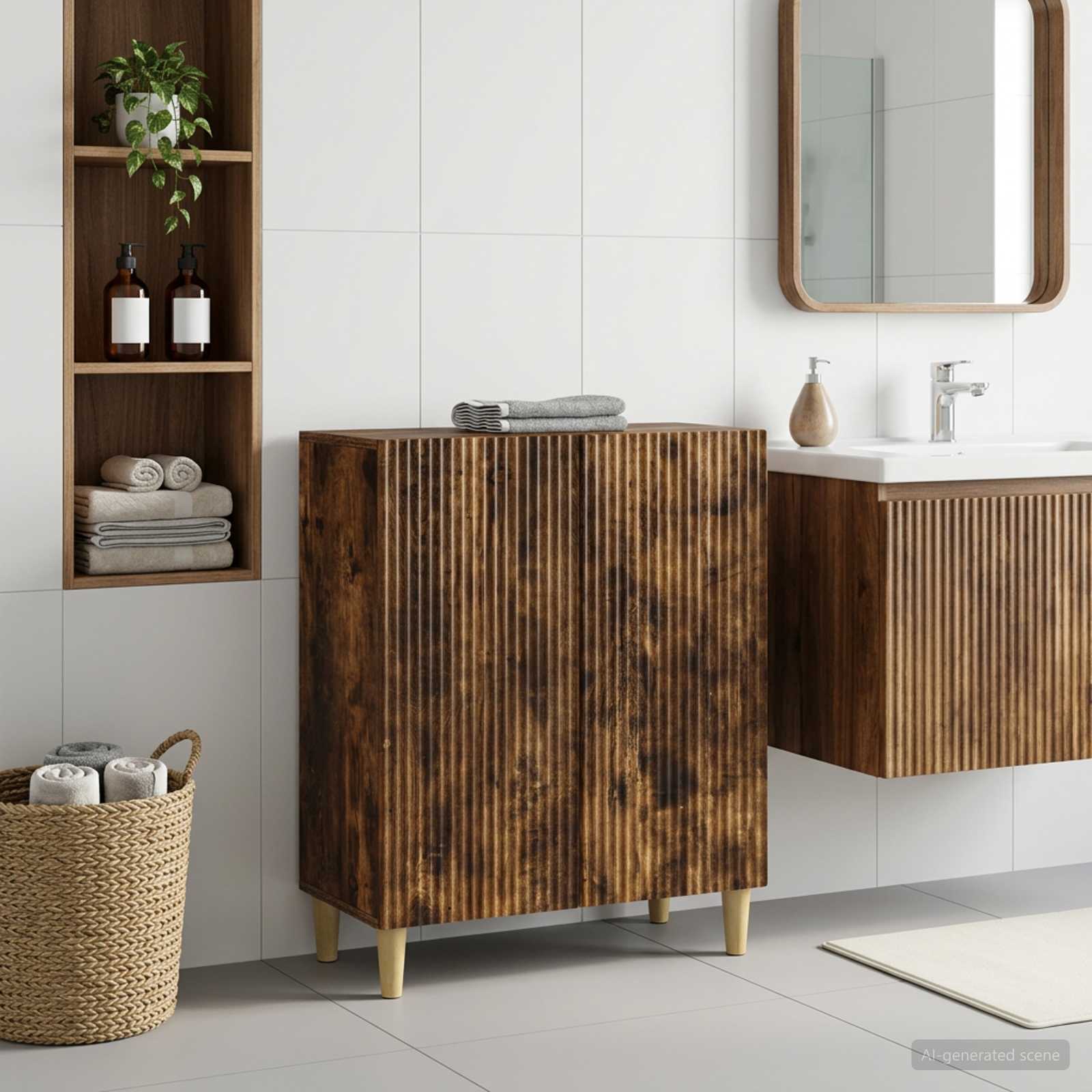 Badezimmer Aufbewahrungsschrank ARNHEM Raucheiche