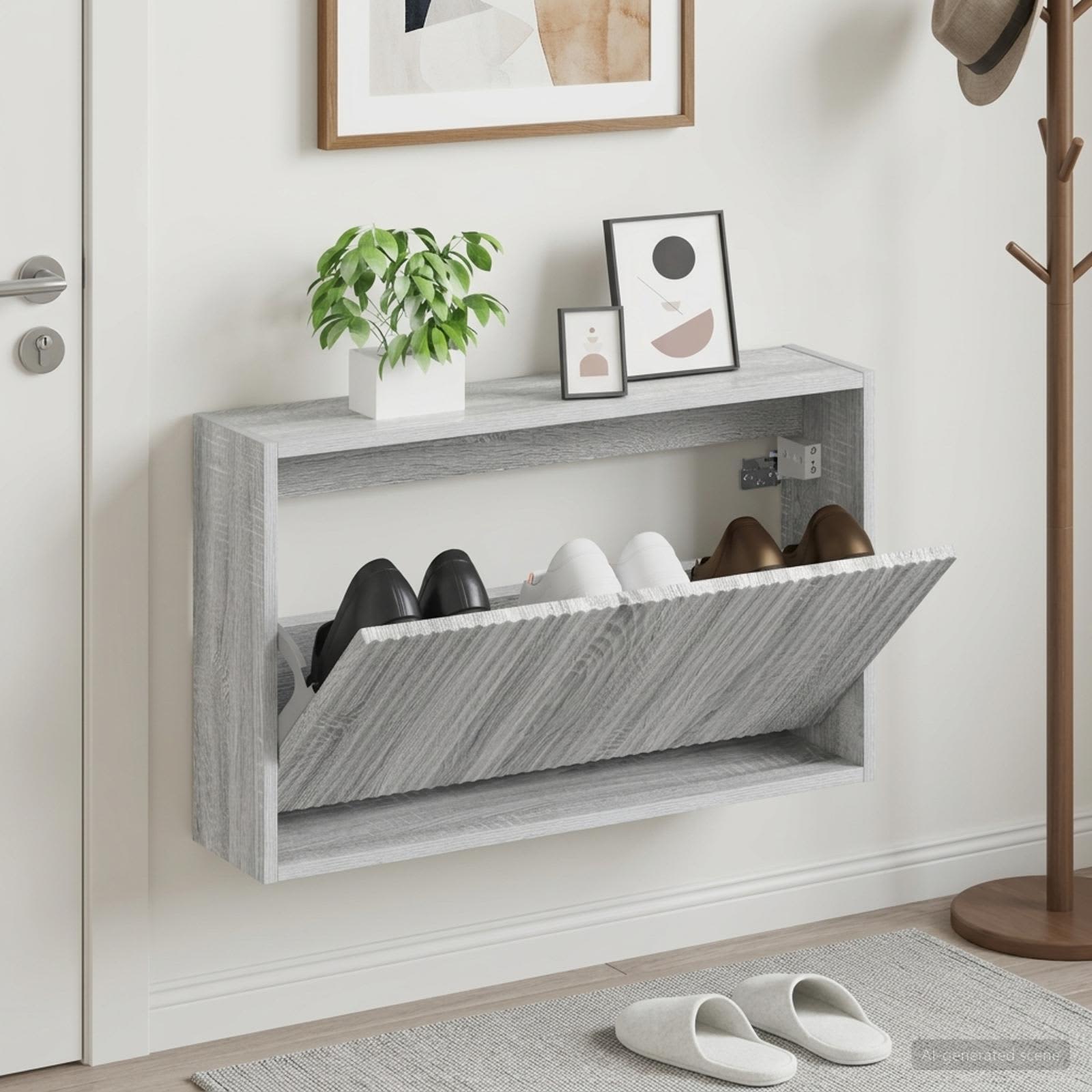 Wandmontierter Schuhschrank ARNHEM 71 x 17 x 43 cm Sonoma-Grau