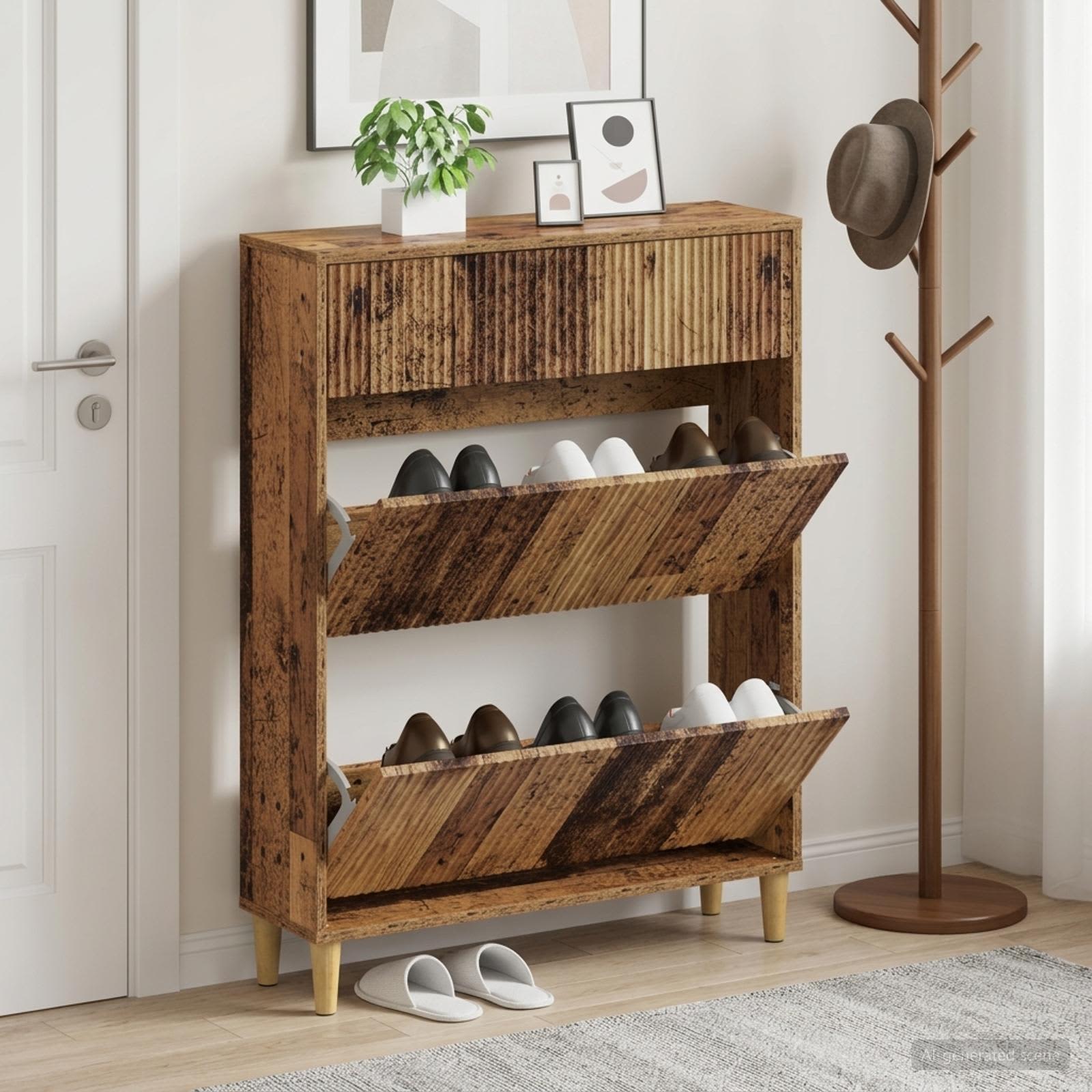 Schuhschrank ARNHEM 78 x 24 x 103 cm Holzwerkstoff Altholz