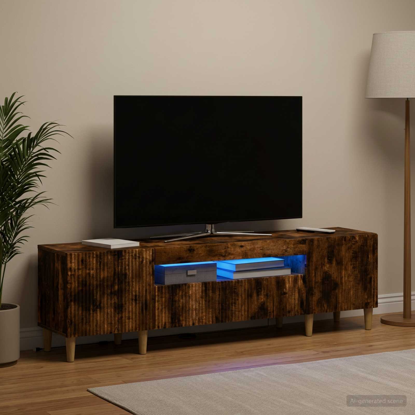 LED-TV-Schrank Raucheiche Holzwerkstoff