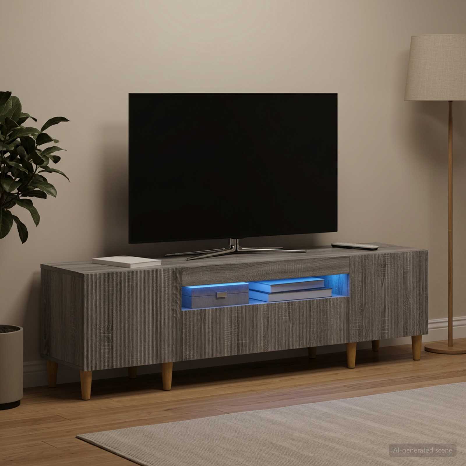 LED-TV-Schrank Sonoma-Grau Holzwerkstoff