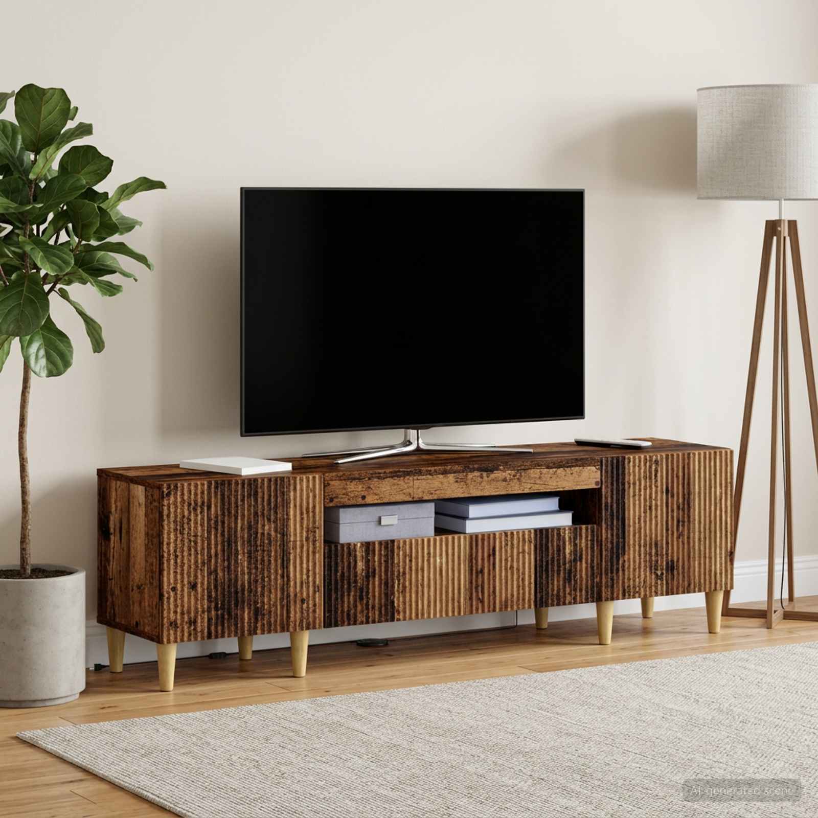 LED-TV-Schrank Altholz Holzwerkstoff