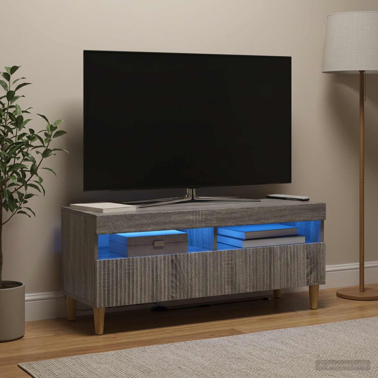 LED-TV-Schrank Sonoma-Grau Holzwerkstoff