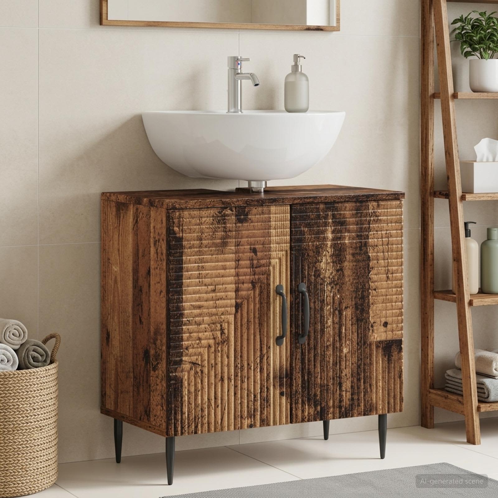Waschbeckenschrank HAARLEM Altholz 59,5 x 31,5 x 59 cm