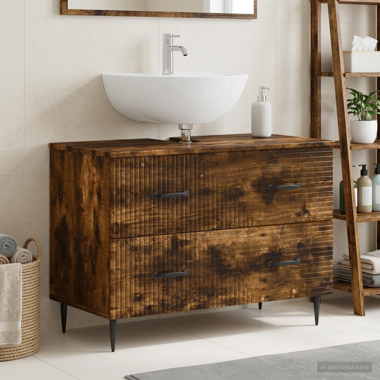 Waschbeckenschrank HAARLEM Raucheiche 82 x 41 x 58,5 cm